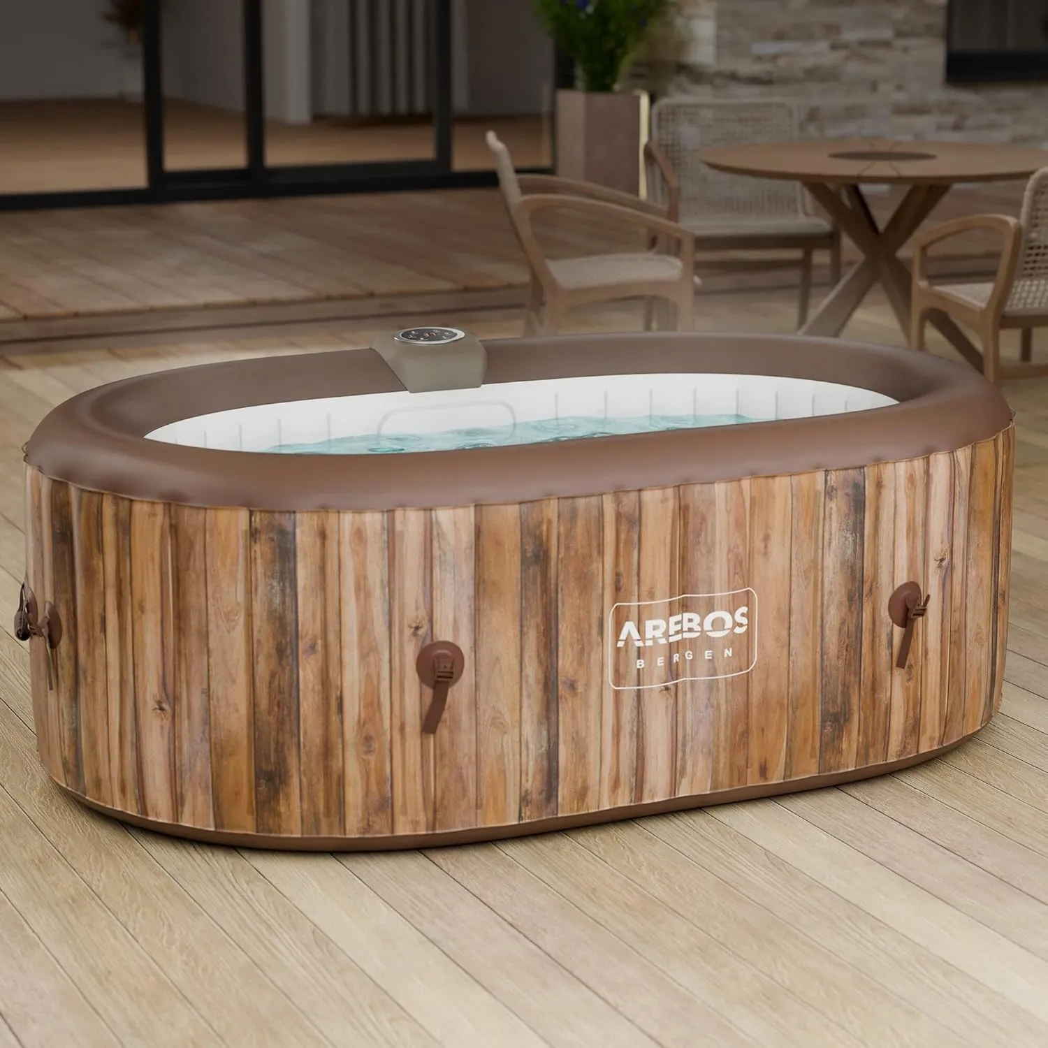 Arebos Whirlpool Inflatable Indoor and Outdoor 190 x 120 cm Oval 2 People 90 Massage Jets with Heating 550 Litres Inclu…