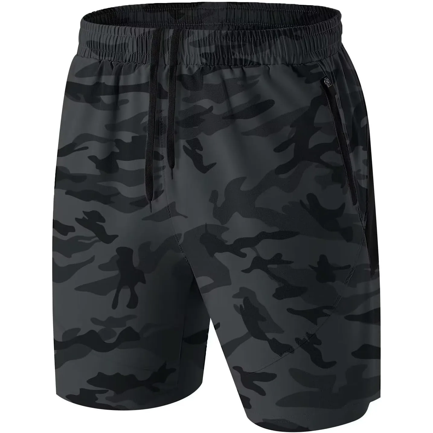 HMIYA Herren-Sport-Shorts, schnelltrocknend, mit Reißverschlusstaschen für Workout, Laufen, Training