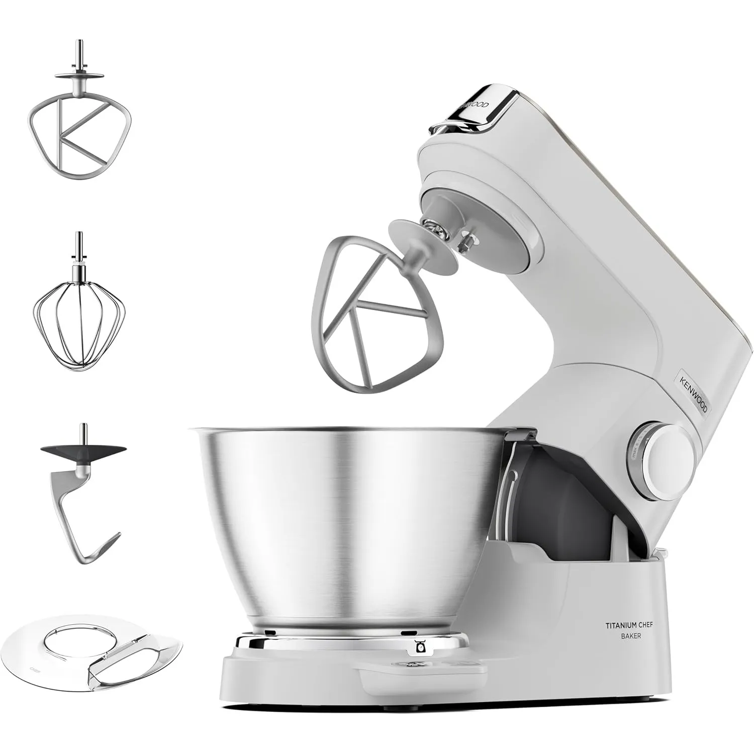 Kenwood Titanium Chef Baker – Küchenmaschine mit Waage inkl. 3-teiligem Patisserie-Set, 5 l Edelstahlschüssel, 1200 W, …