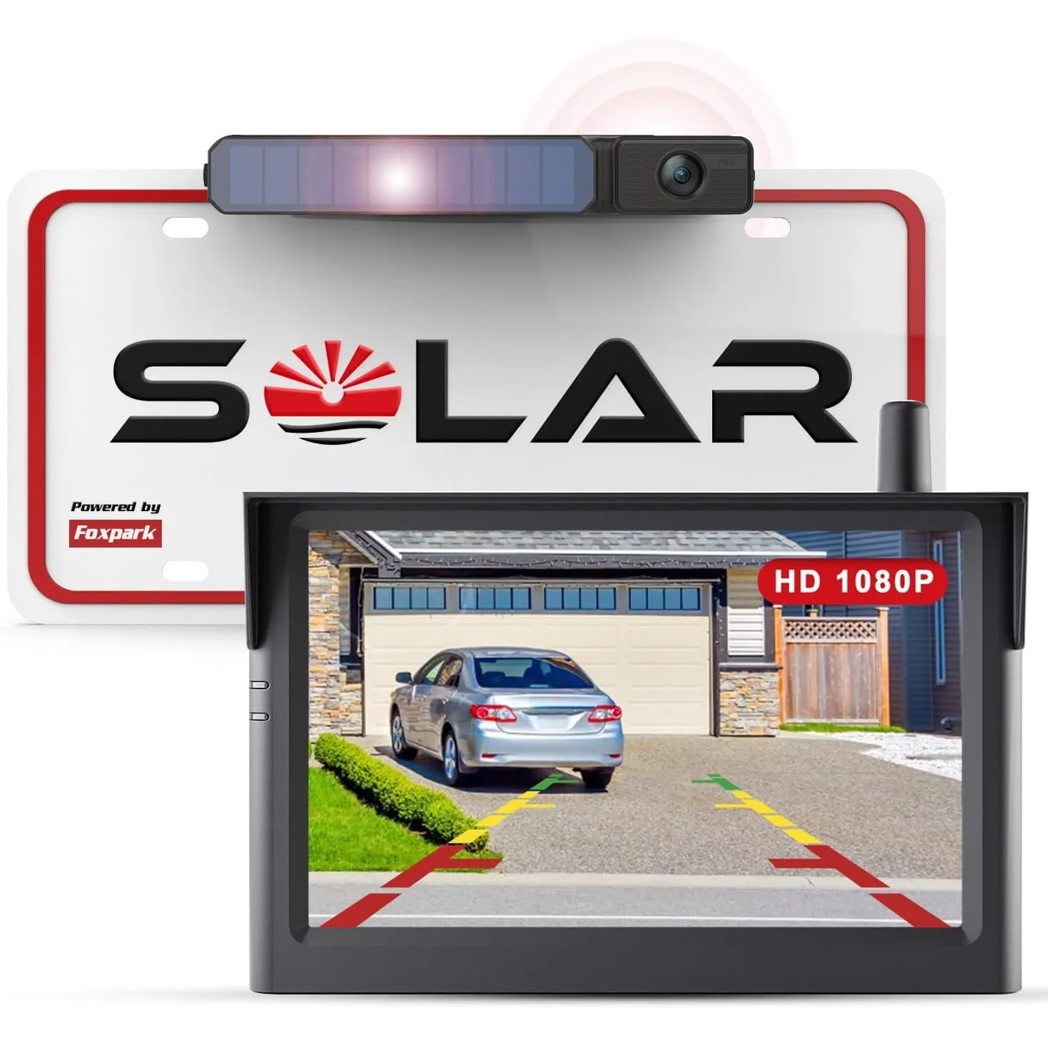 Foxpark Solar Kabellos Digital Rückfahrkamera Set mit 5" Monitor 1080P