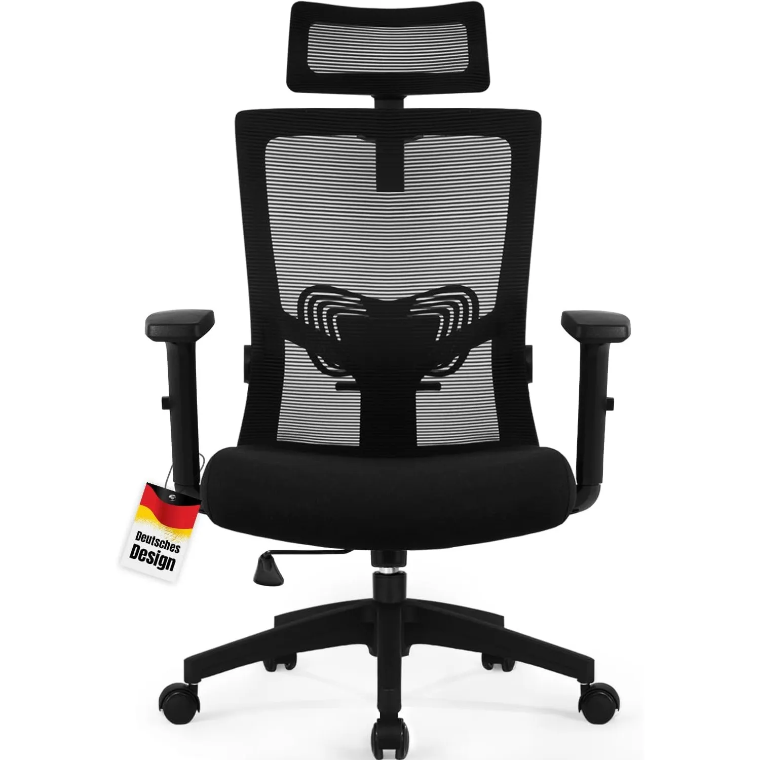 Daccormax Bürostuhl Ergonomisch, Schreibtischstuhl mit Verstellbarer Kopfstütze, Armlehnen, Lendenwirbelstütze, Drehstu…