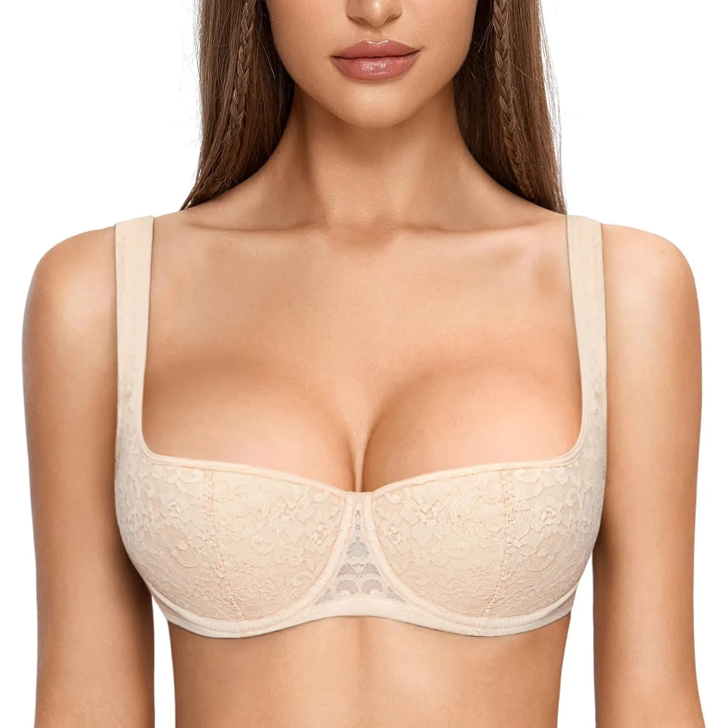DOBREVA Damen Dirndl Spitzen BH mit Bügel