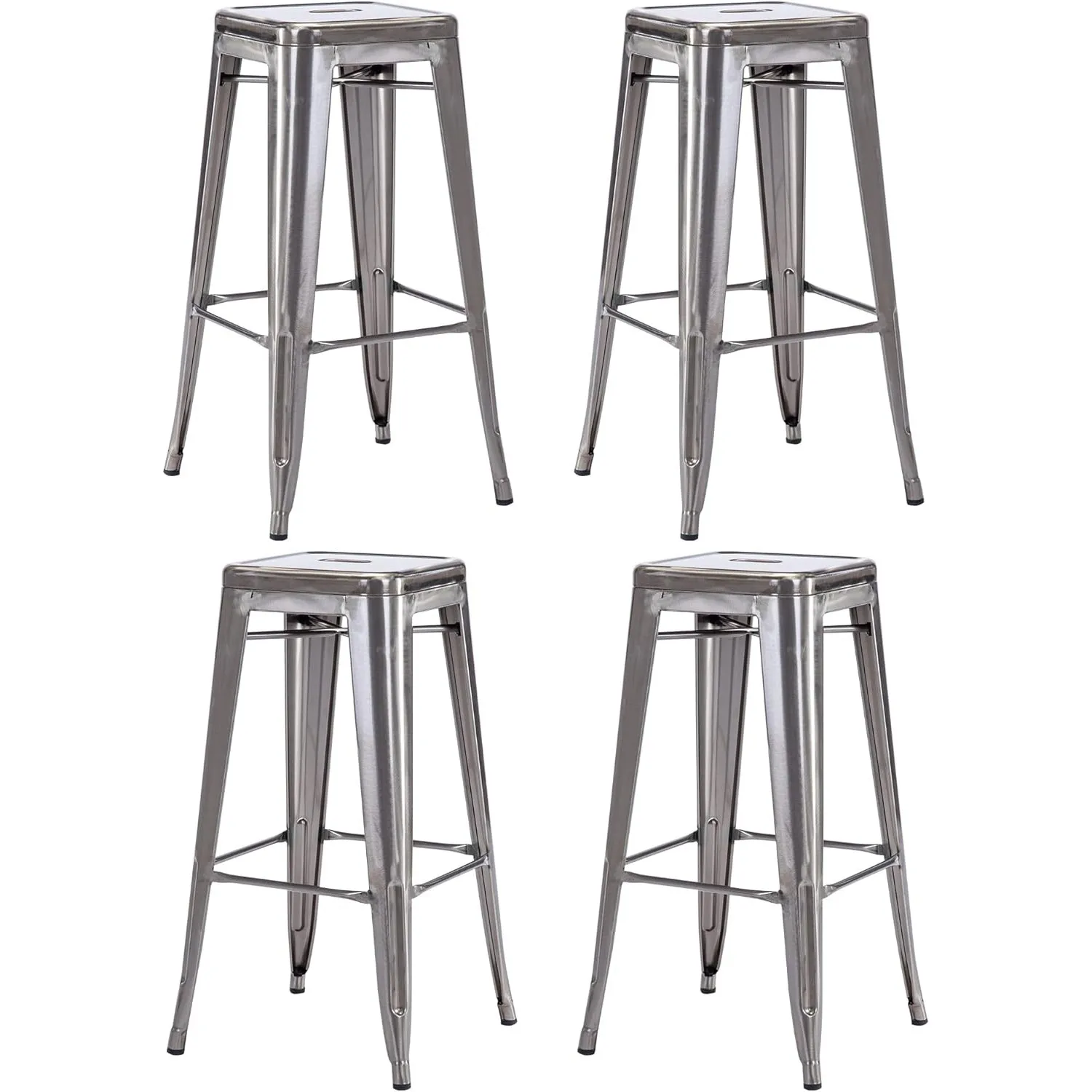 Duhome Barhocker Eisen Barstühle 4er Set, Sitzhöhe 76cm Tresenhocker, Stapelbar Metall Bistrohocker mit Fußstütze im In…