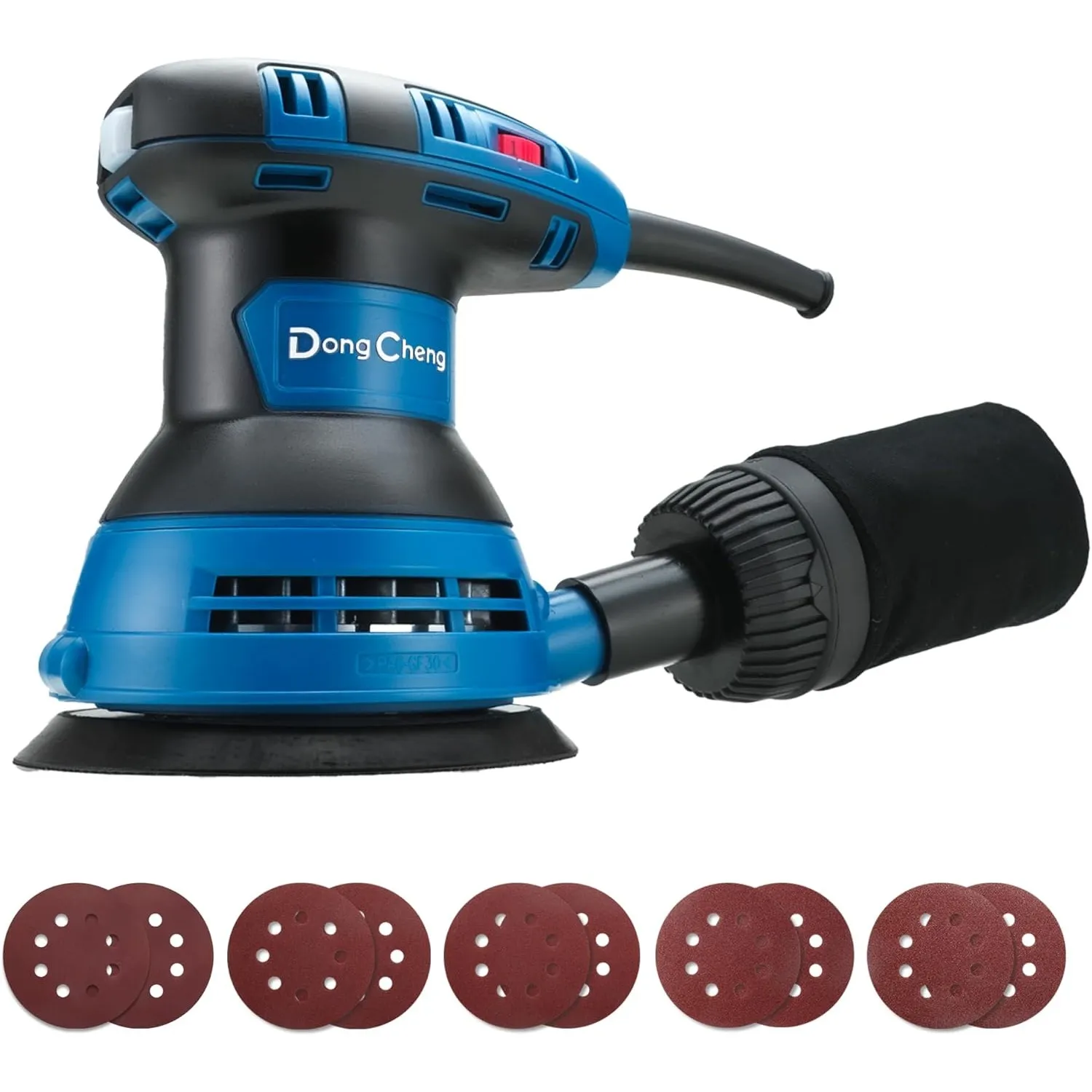 DongCheng Exzenterschleifer 300W, 125mm Schleifmaschine, 6 Geschwindigkeiten, 4,000-12,000 U/min mit Staubfangbehälter …