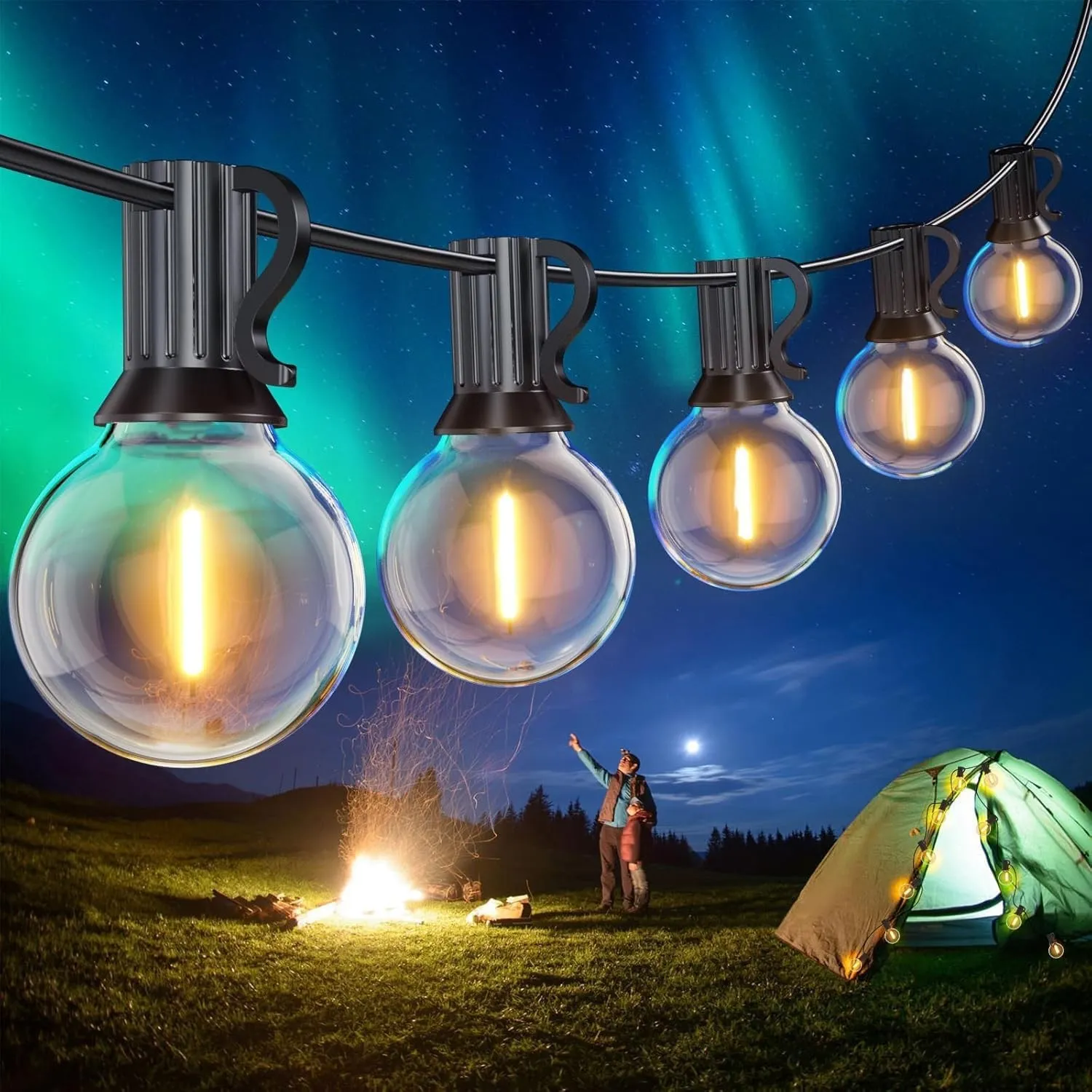 LED Lichterkette Außen, 45M G40 LED Wasserdicht Lichterkette Outdoor Strom