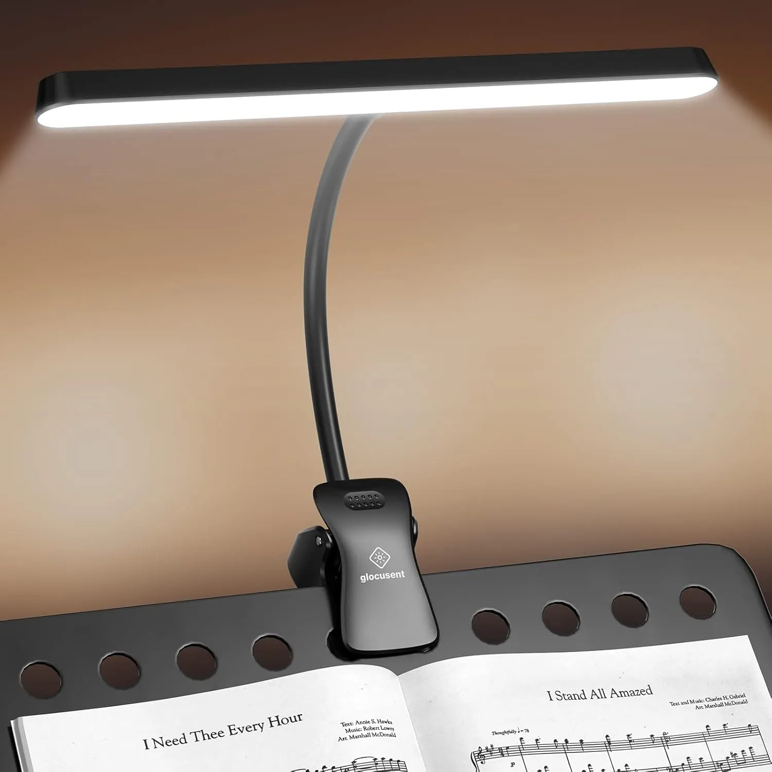 Glocusent 57 LED Super Bright Music Stand Light, Eye Care Clip Piano Lamp, 3 Colours & 5 Brightnesses, USB-C Chargeable…