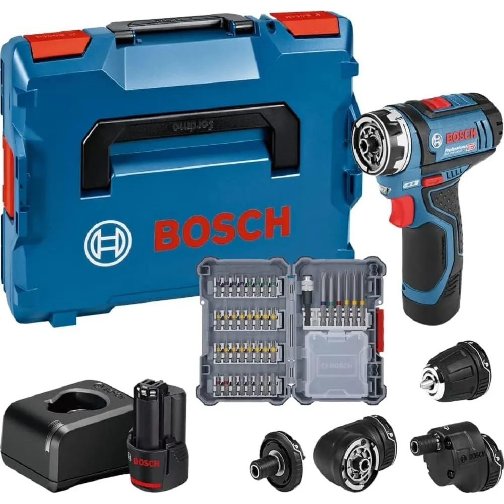 Bosch Professional 12V System Akku Bohrschrauber GSR 12V-15 FC - FlexiClick System (inkl. 2x 2.0 GBA 12V Akku, Ladegerä…