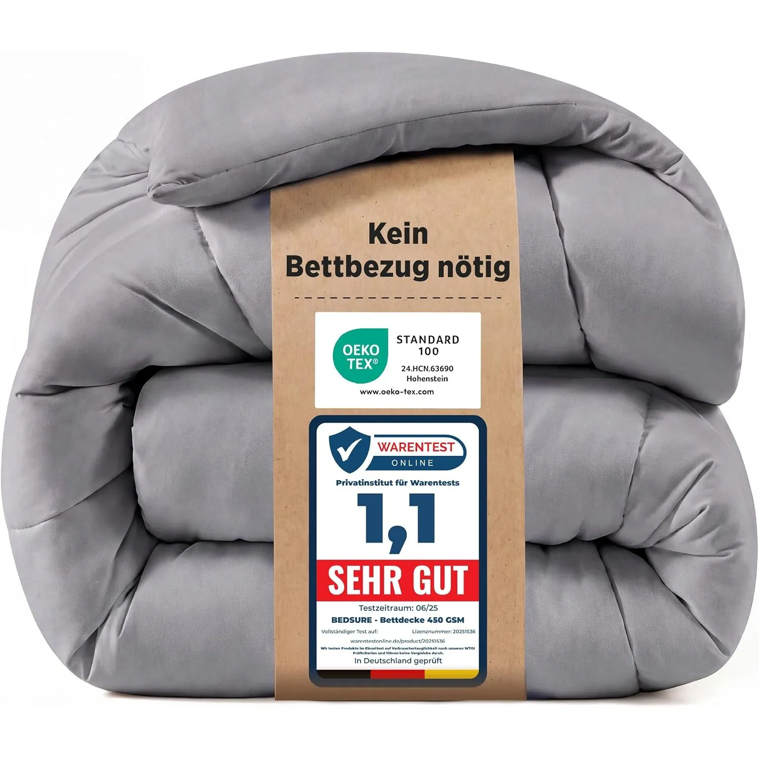 BEDSURE Bettdecke 135x200 Winterdecke 450gsm - Warm Winterdecke, Grau