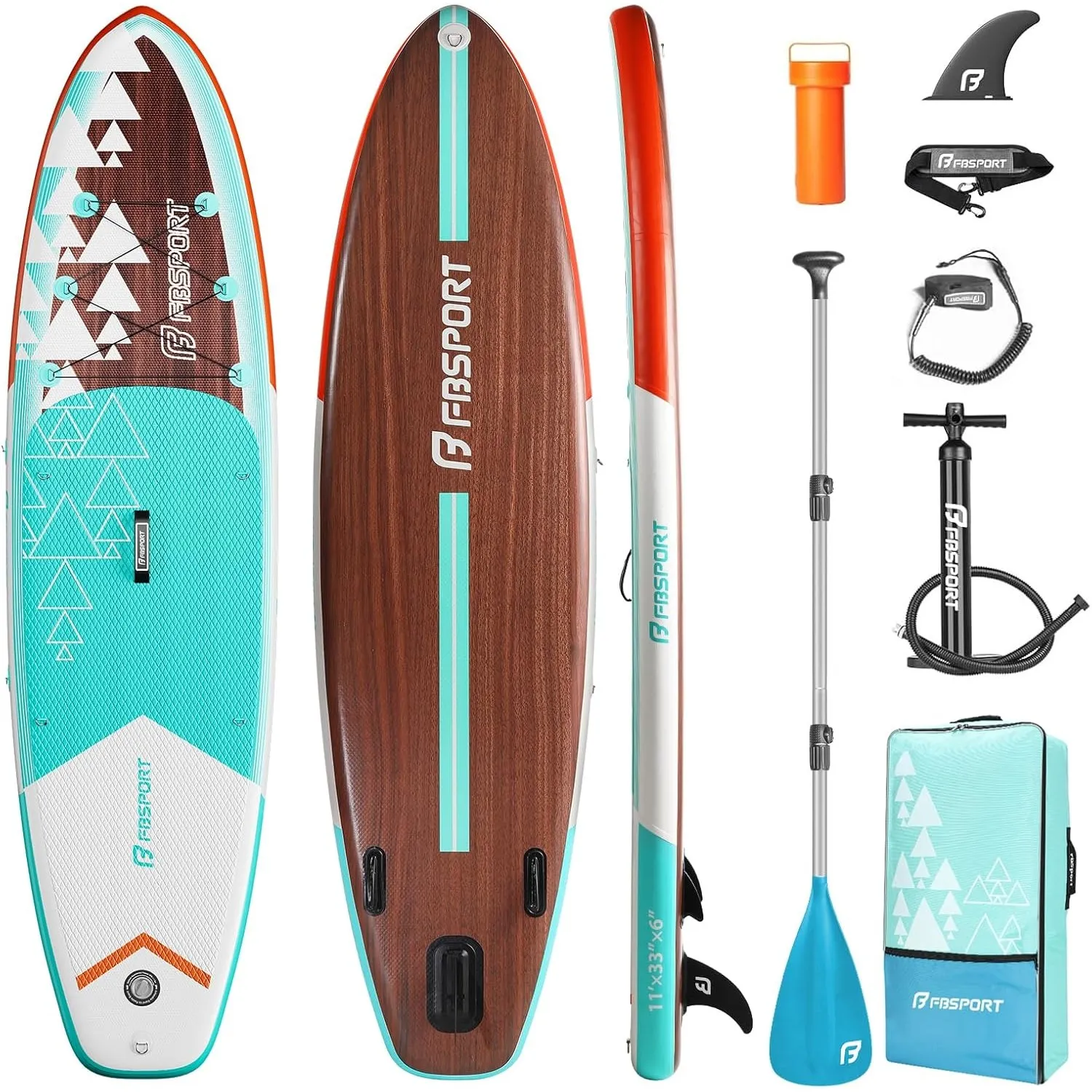 FBSPORT Aufblasbares SUP Board, Stand Up Paddling Board, Aufblasbare Stand Up Paddle Board für Stand-Up Paddling 15CM D…