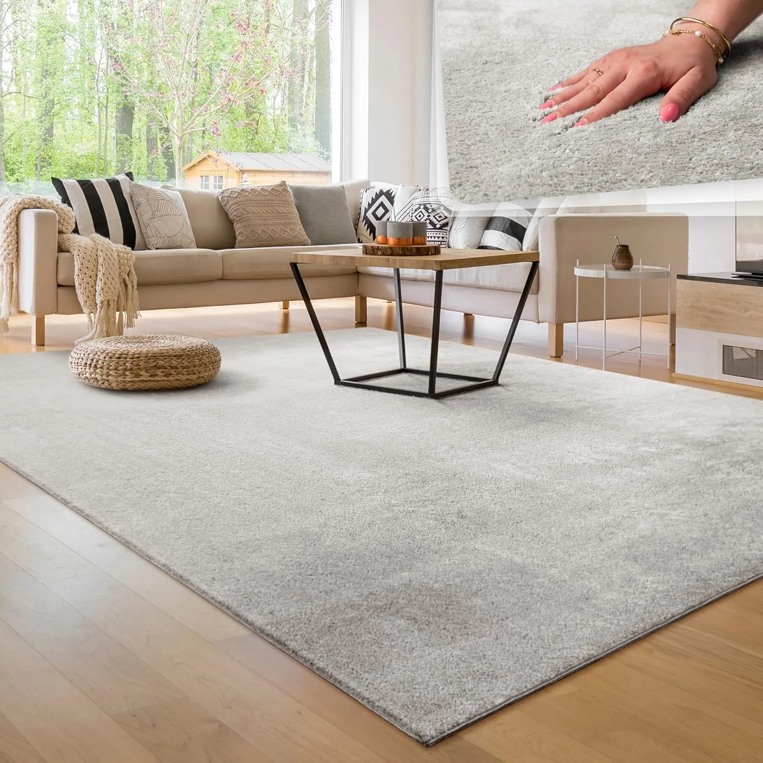 Paco Home Moderner Kuscheliger Wohnzimmer Teppich Kurzflor waschbar flauschig Weich Einfarbig Felloptik zeitlos stilvol…