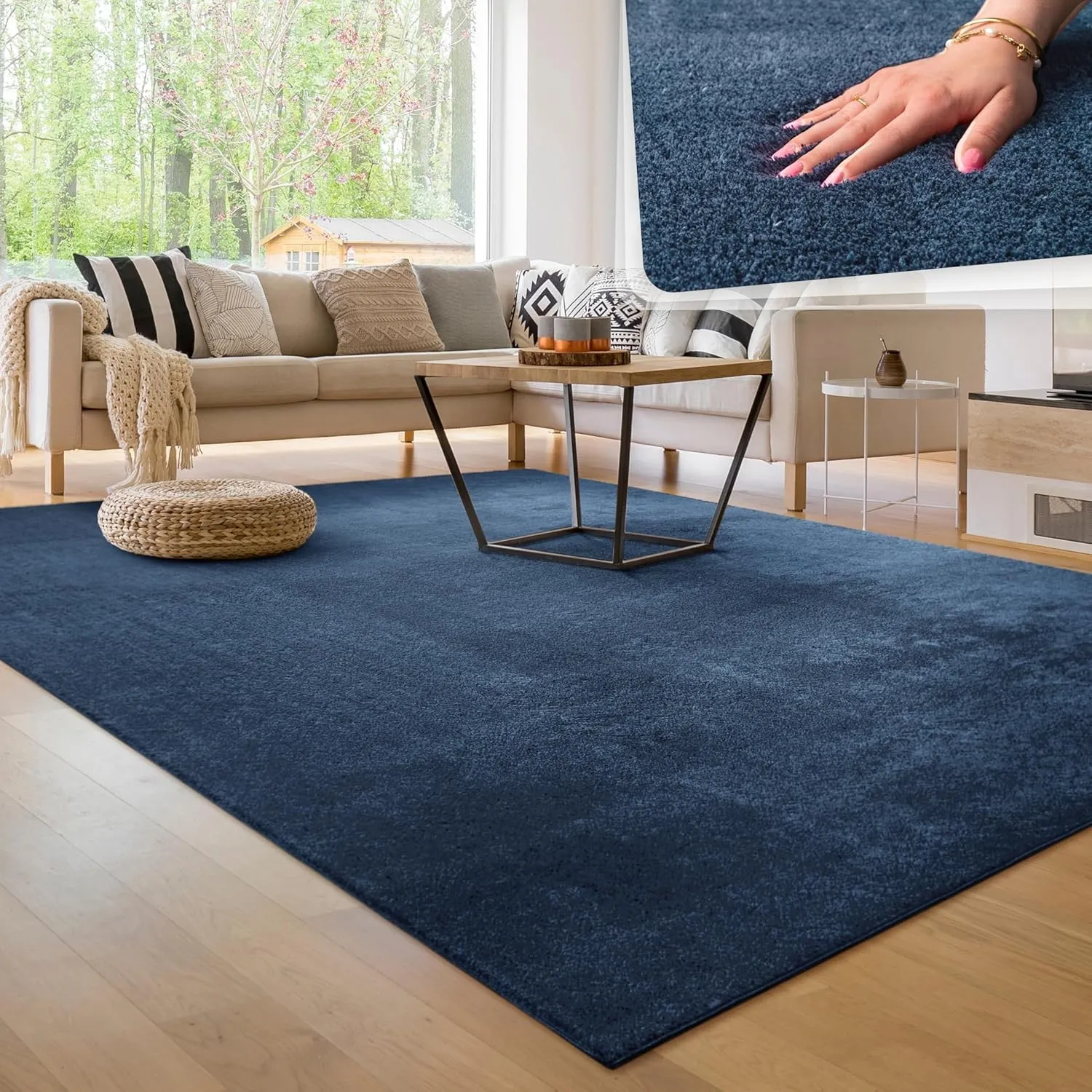 Paco Home Moderner Kuscheliger Wohnzimmer Teppich Kurzflor waschbar flauschig Weich Einfarbig Felloptik zeitlos stilvol…