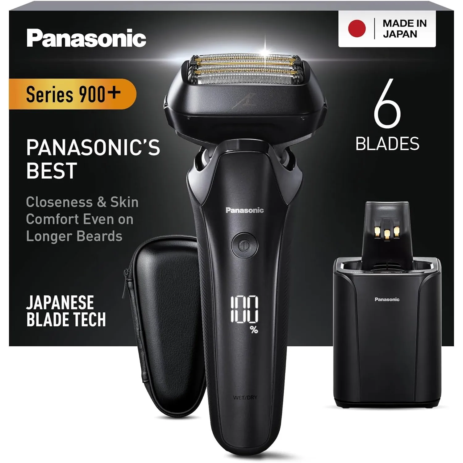 Panasonic Series 900+ ES-LS9A-K803 6-Klingen Nass- & Trockenrasierer für Männer, Elektrorasierer mit Bartdichtensensor …