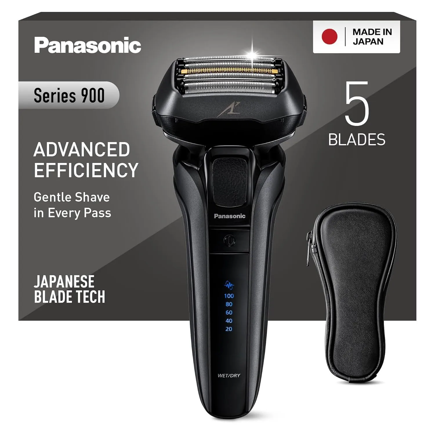 Panasonic Series 900 Premium Nass- und Trocken Rasierer ES-LV6U für Männer, 5-fach-Scherkopf mit Linearmotor und Bartdi…