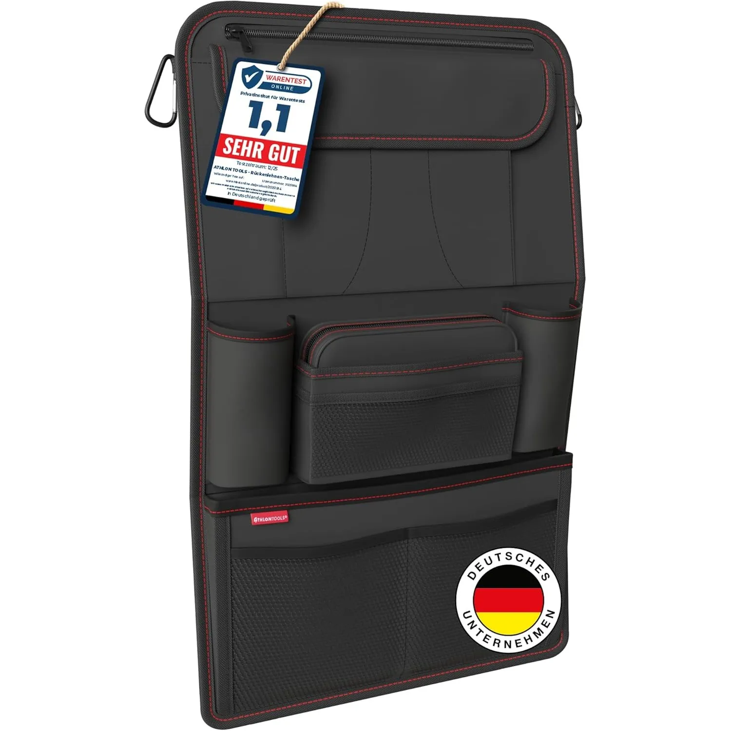 ATHLON TOOLS Der stabilste Autositz-Organizer - Verstärkte Rückwand - Lebensmittelecht - mit integriertem Tablet-Halter…