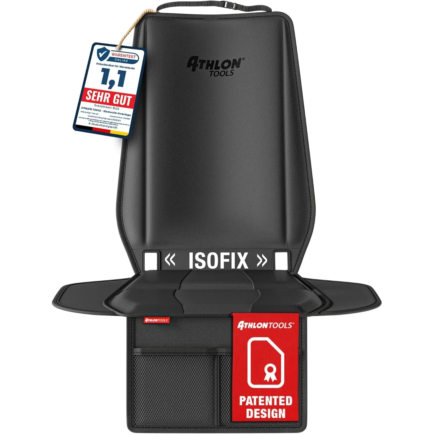 ATHLON TOOLS Kindersitzunterlage Auto mit Seitenschutz - Optimale Passform - Isofix kompatibel - Dick gepolstert - für …
