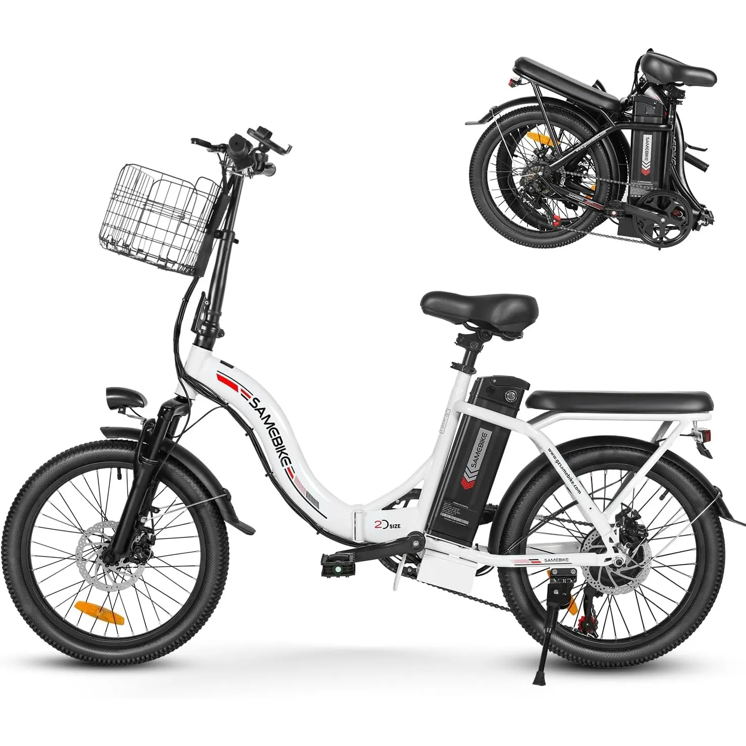 SAMEBIKE E-Bike Klapprad Elektrofahrrad mit 20"*2.35 Fat Tire, 468KWH Lithium-Akku für Lange Reichweite bis 100KM, 7-Ga…