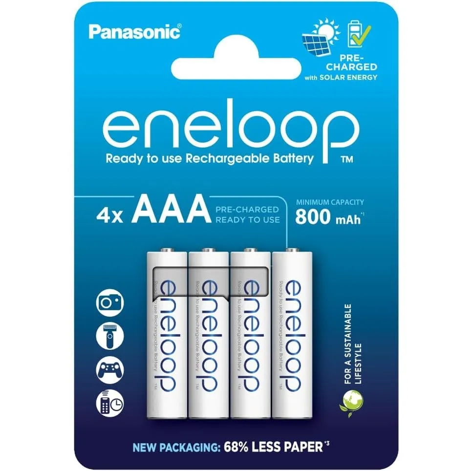 eneloop, AAA/Micro Ni-MH Akku, 4er-Pack, Kapazität mit min. 800 mAh, Ready-to-Use Ni-MH Akkus, bis zu 2000 Mal wiederau…