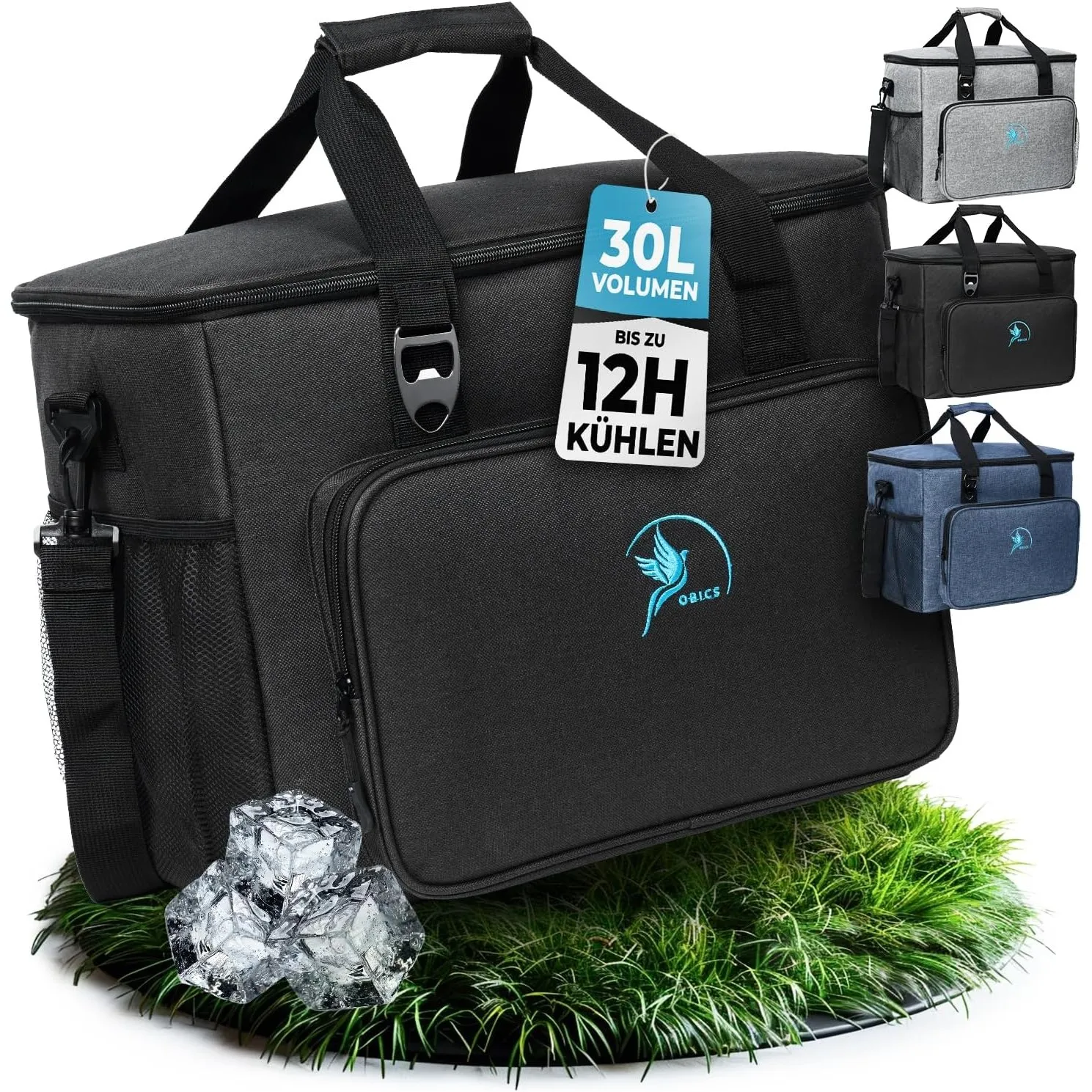 Obics® Kühltasche 20L & 30L (faltbar) 10-12 Stunden kühlen - isolierte Einkaufstasche & Lunchtasche mit Flaschenöffner …