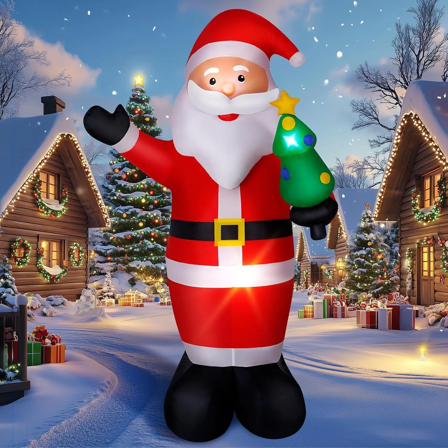 8FT/244CM Aufblasbarer Weihnachtsmann für Draußen Aufblasbarer Weihnachts mit Integrierten LEDs Aufblasbare Hofdekorati…