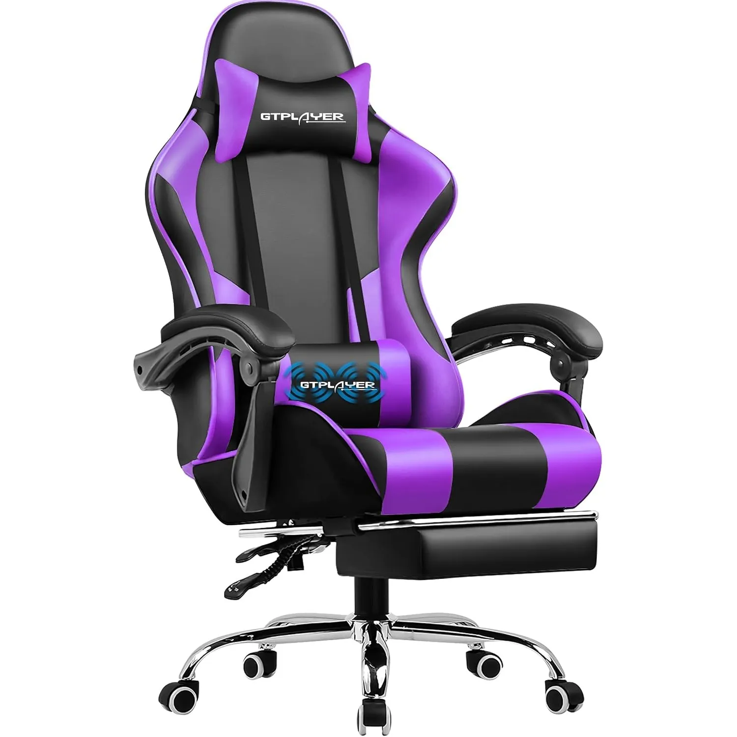 GTPLAYER Bürostuhl Gaming Stuhl Massage Gaming Sessel Ergonomischer Gamer Stuhl mit Fußstütze, Gepolstert Gaming Chair,…