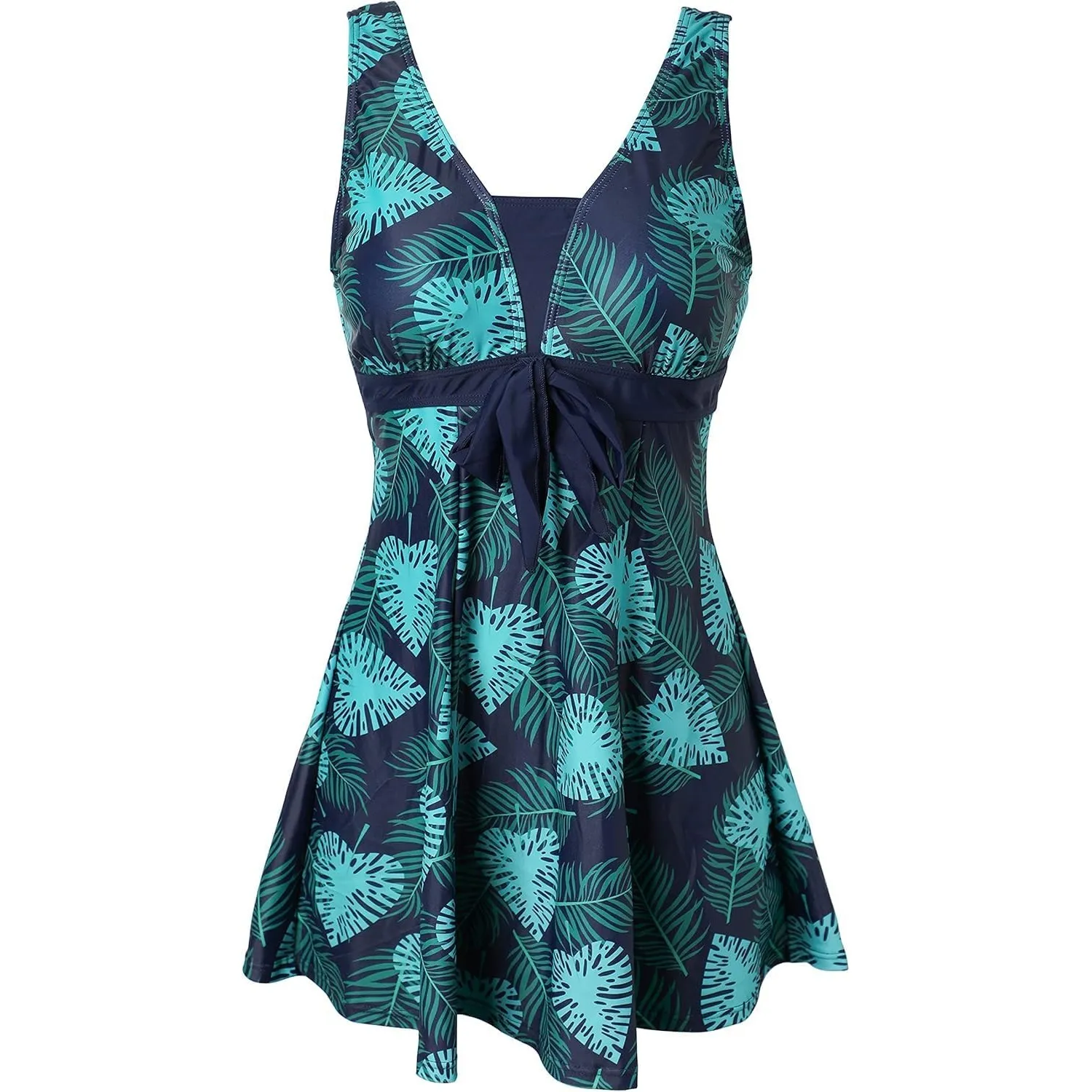 Ecupper Badeanzug Damen Elegant Einteiliger Badeanzug Mit Brustpolster Badeanzugkleid Baderock