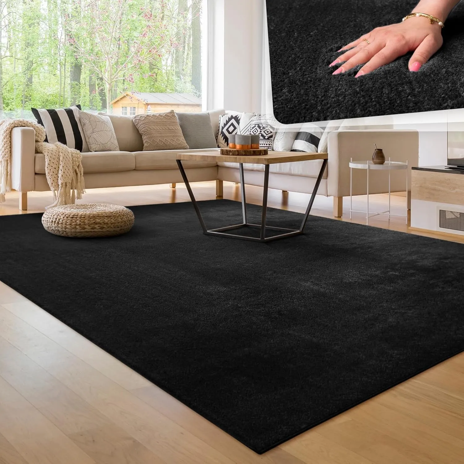 Paco Home Moderner Kuscheliger Wohnzimmer Teppich Kurzflor waschbar flauschig Weich Einfarbig Felloptik zeitlos stilvol…
