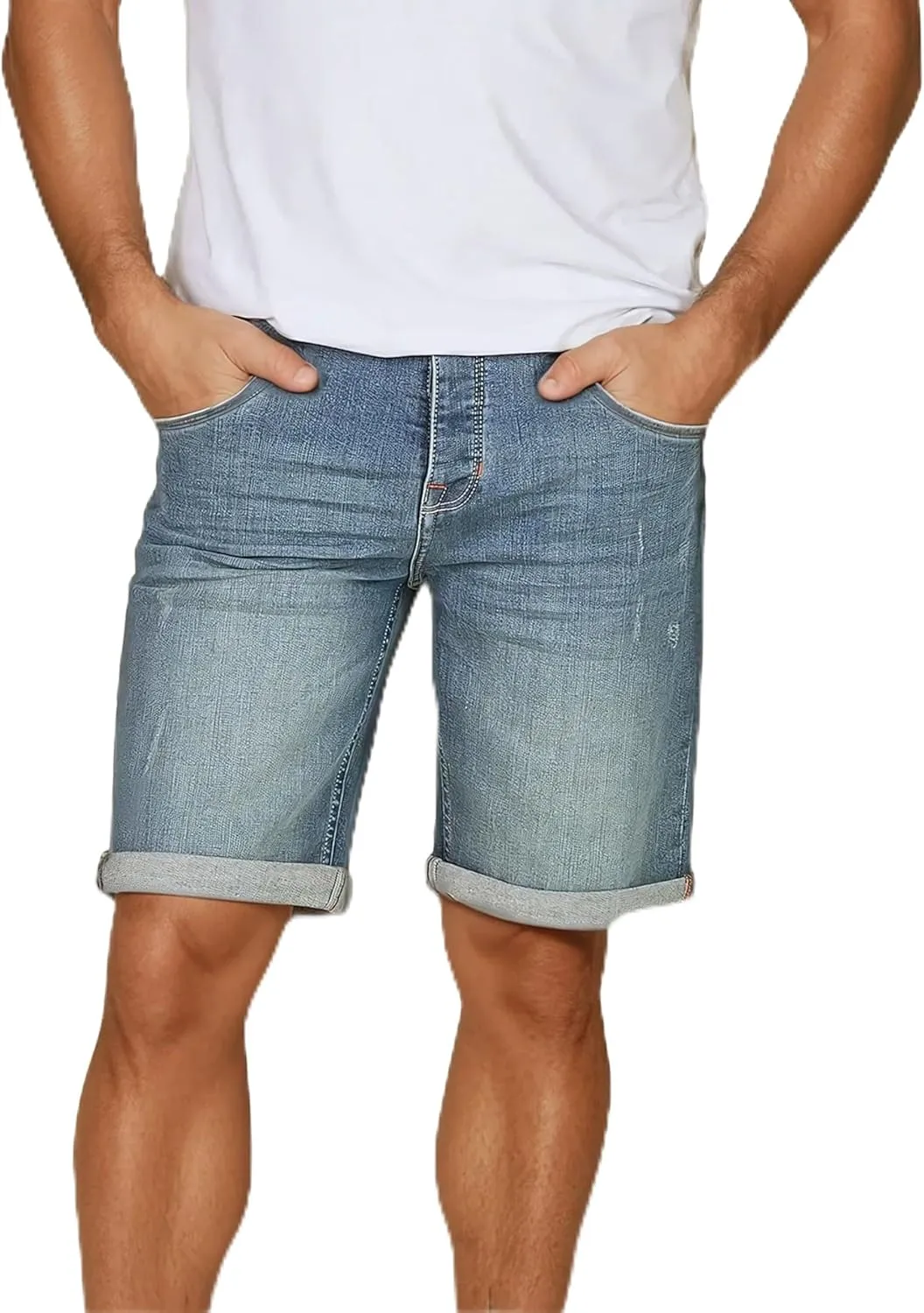 riverso RIVTom Men's Stretch Shorts Regular Fit Bermuda Shorts Summer Denim Plain Black Grey Blue 30 31 32 33 34 36 38 …