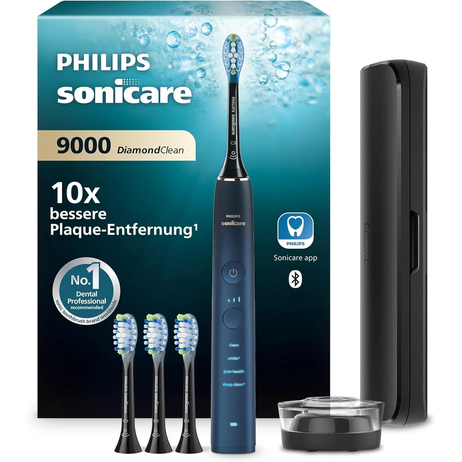 Philips Sonicare DiamondClean elektrische Zahnbürste der 9000er Serie – Schallzahnbürste, sauberere Zähne und Mundpfleg…