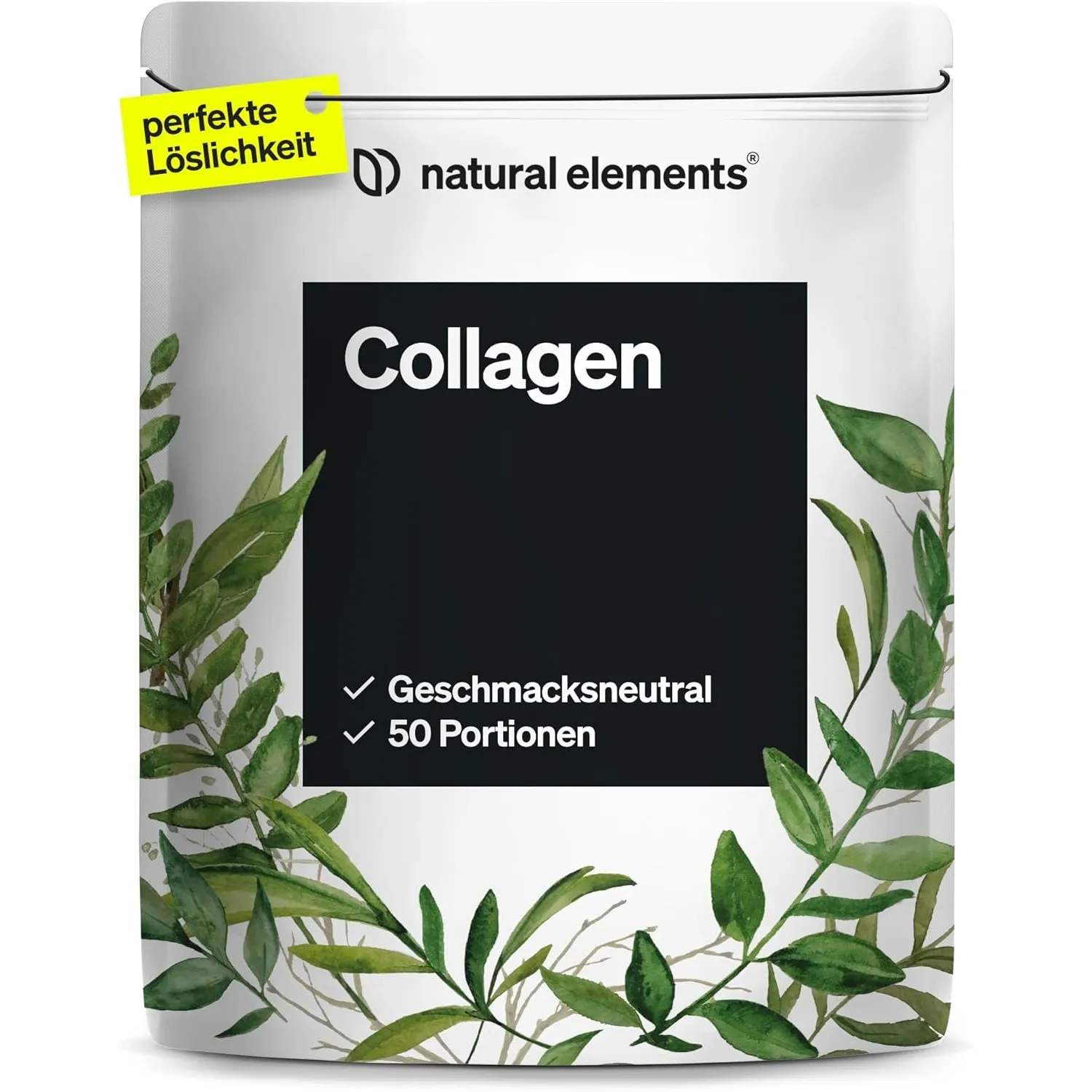 natural elements Collagen Pulver 500 g – Kollagen Hydrolysat Peptide – Kollagen Typ 1 und 3 – perfekte Löslichkeit, nat…