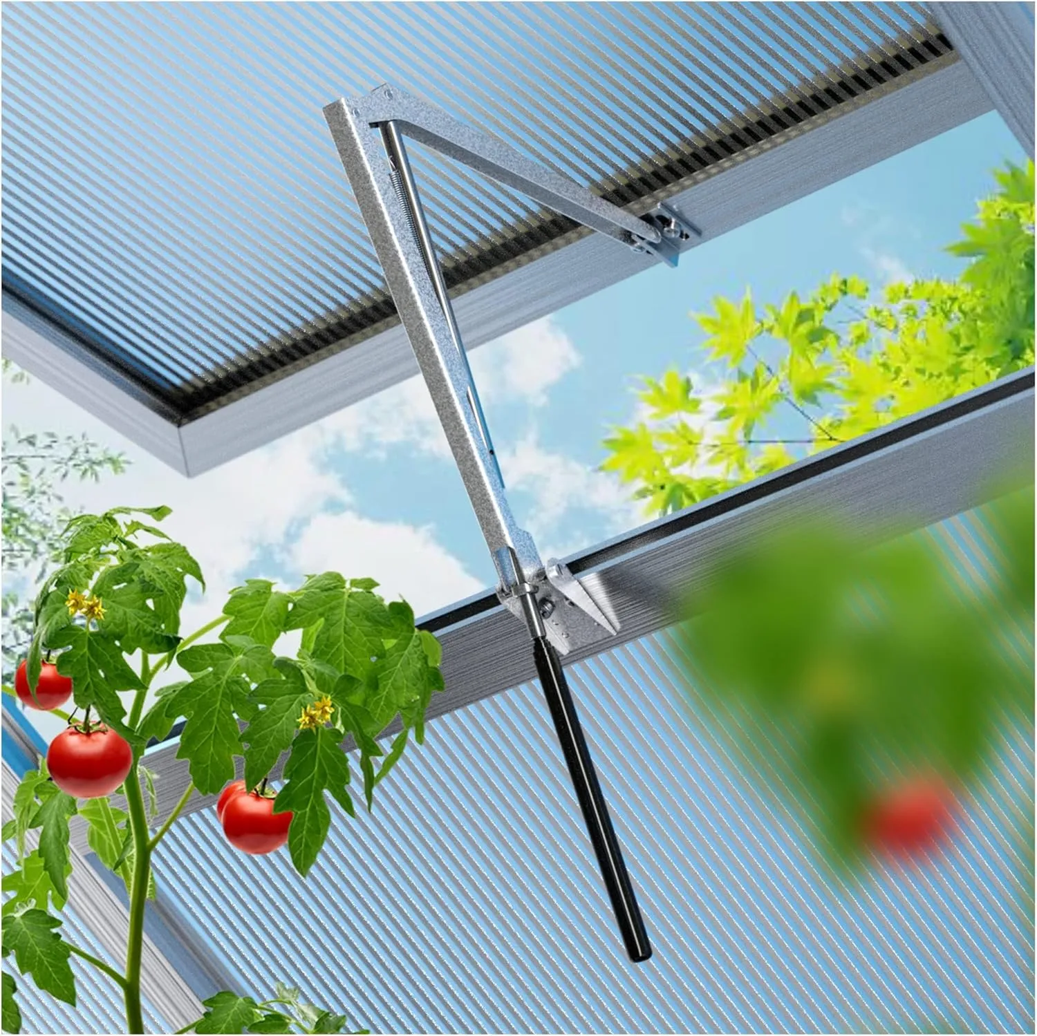 Automatischer Fensteröffner Gewächshaus Fensteröffner für Gewächshäuser Hubkraft 7 kg, Hubhöhe 40 cm Öffnungswinkel Fen…