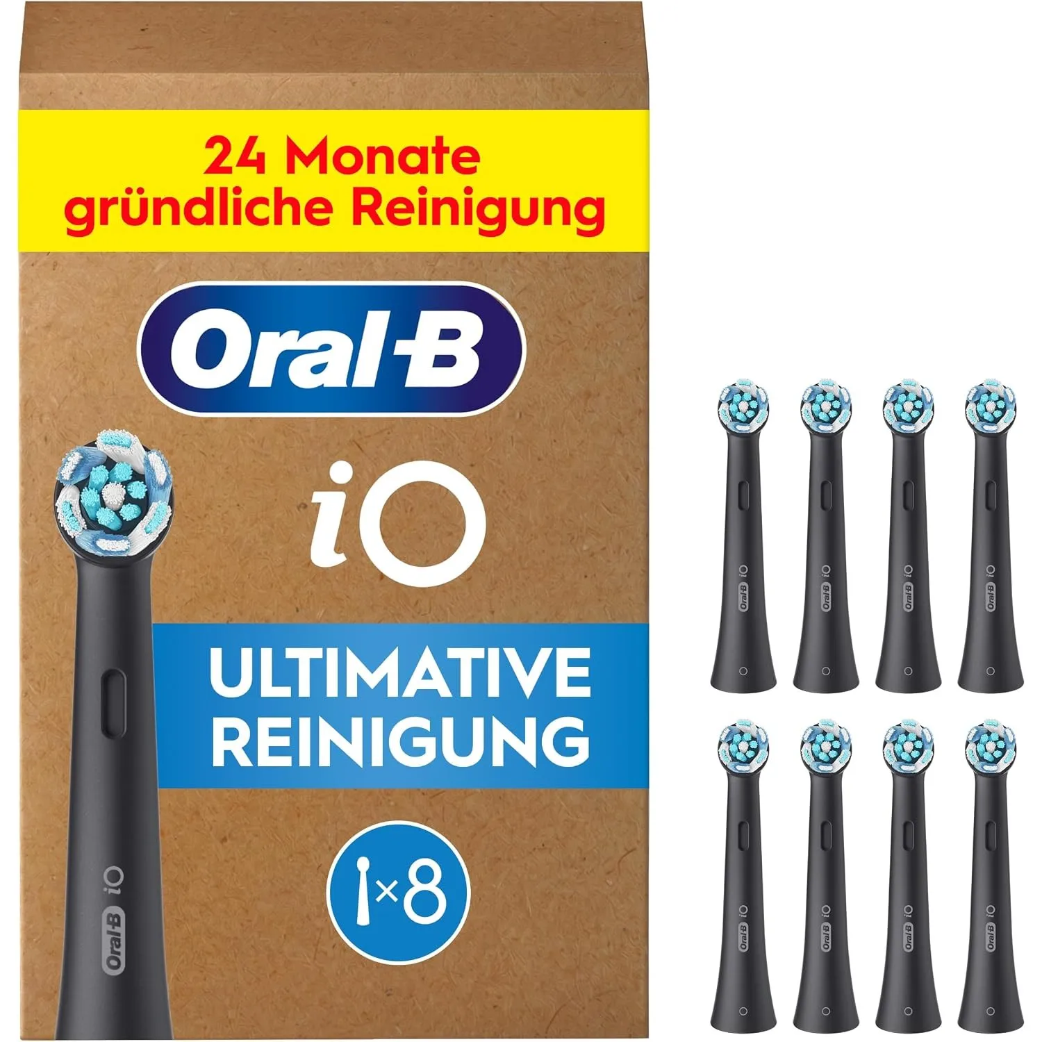Oral-B iO Aufsteckbürsten Ultimative Reinigung, Schwarz, 8 Stück