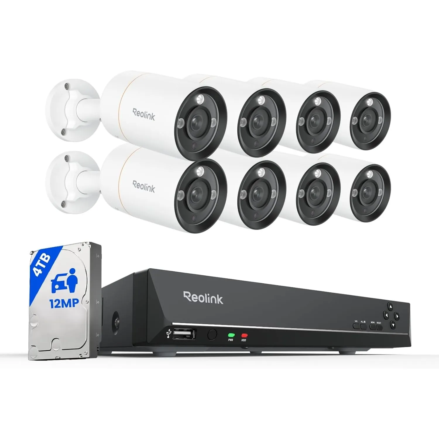 Reolink 12MP PoE Überwachungskamera Aussen Set, Spotlights, RLK16-1200B8-A