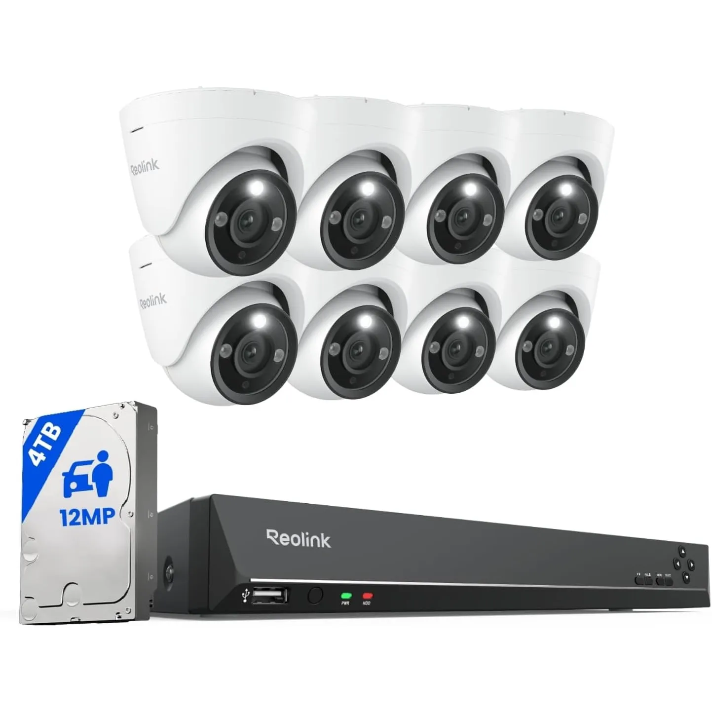 Reolink 12MP PoE Überwachungskamera Set Aussen,16CH 4TB NVR, 24/7 Aufnahme