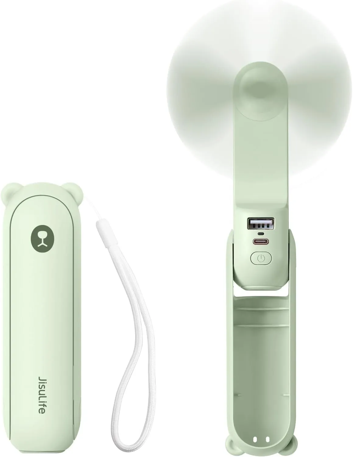 JISULIFE Mini Handheld Fan, 3 in 1 Handheld Fan, Rechargeable USB [12-19 Working Hours] with Power Bank, Flashlight, Po…