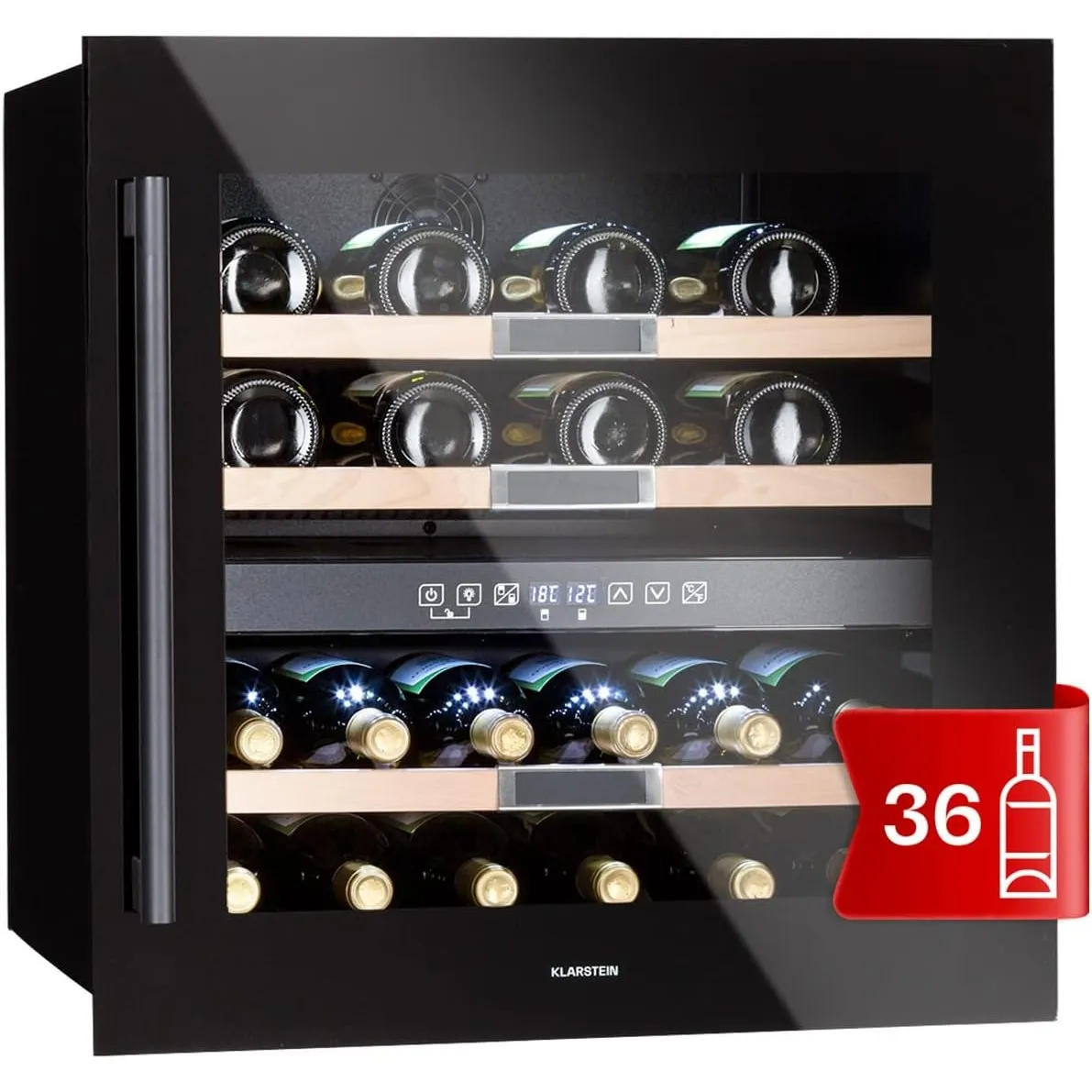 Klarstein Einbau-Weinkühlschrank, 2 Zonen Getränkekühlschrank Klein, Kleiner Weinschrank 85L, Wein-Kühlschrank Klein mi…