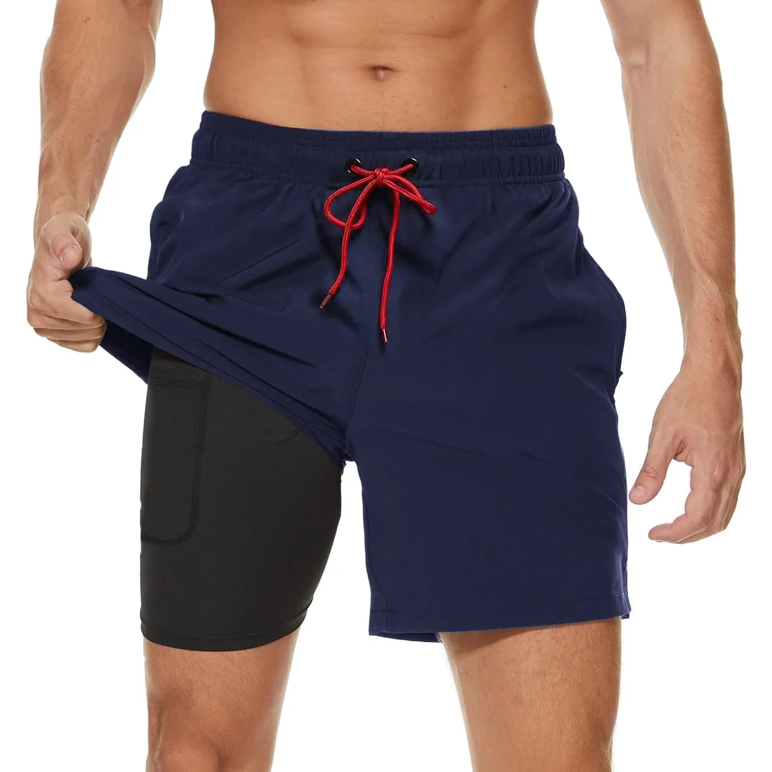 Arcweg Badehose für Herren mit Kompression Liner 2 in 1 Atmungsaktiv Badeshorts Männer Elastisch Trainingsshorts Verste…