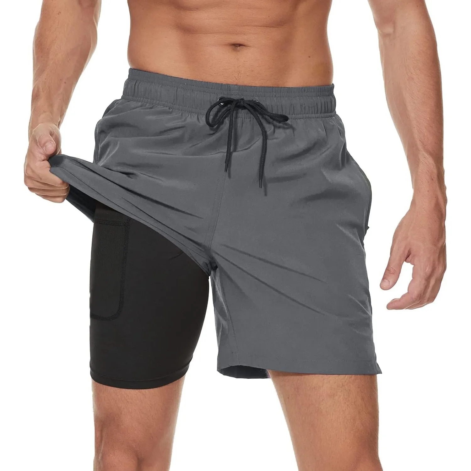 Arcweg Badehose für Herren mit Kompression Liner 2 in 1 Atmungsaktiv Badeshorts Männer Elastisch Trainingsshorts Verste…
