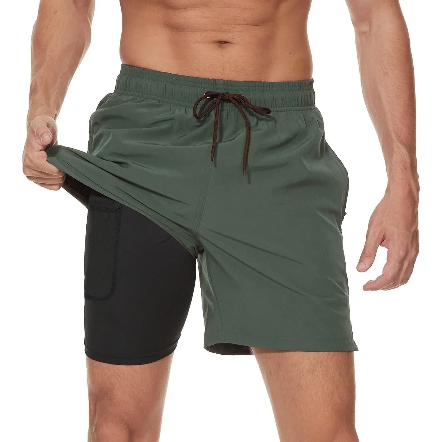 Arcweg Badehose für Herren mit Kompression Liner 2 in 1 Atmungsaktiv Badeshorts Männer Elastisch Trainingsshorts Verste…
