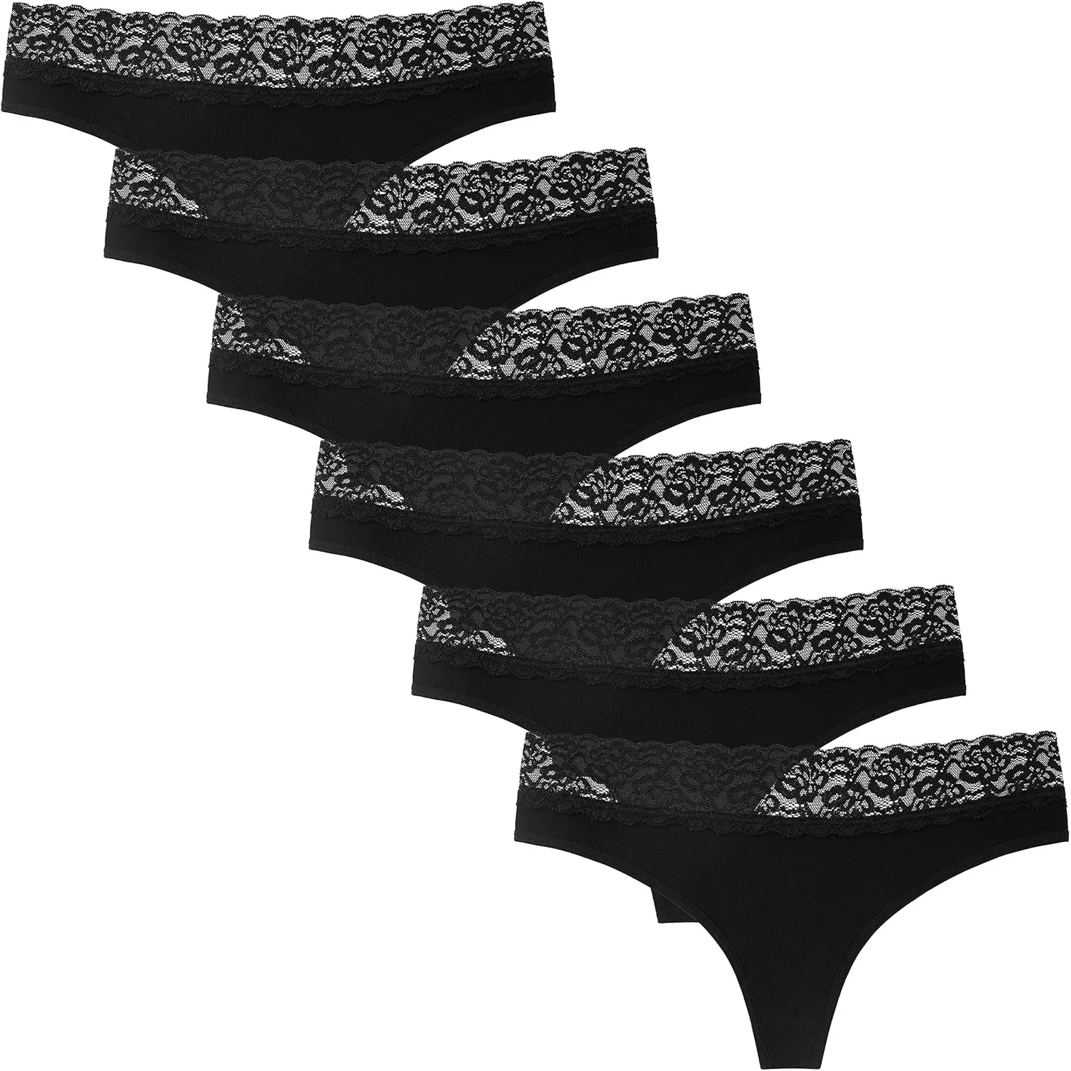 INNERSY String Tanga Damen Spitze Sexy Unterwäsche Frauen Baumwolle 6 Pack | Spitzen Unterhosen, Atmungsaktive Hipster …