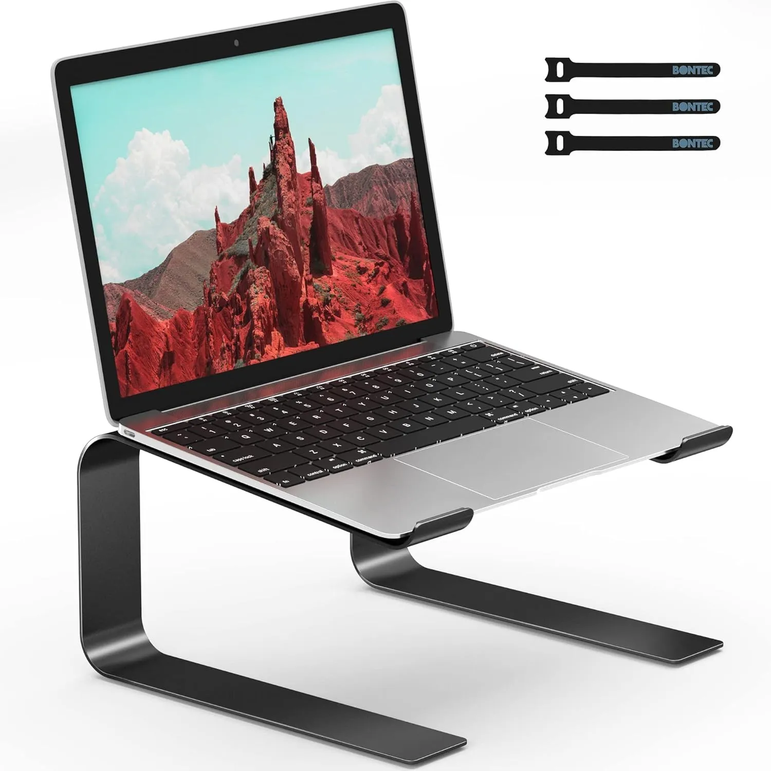 BONTEC Ergonomischer Laptop Ständer für Schreibtisch, 10-17,3 Zoll, Schwarz