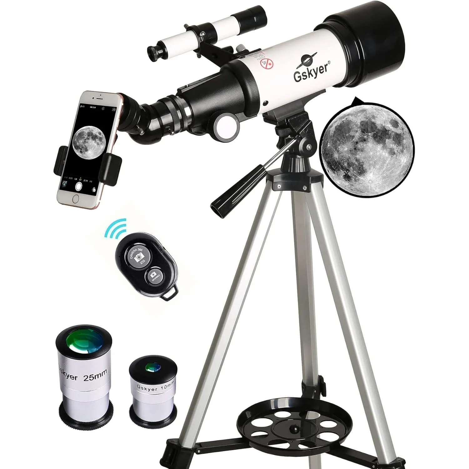 Gskyer Teleskop, 70 mm Öffnung 400 AZ-Mount Astronomisches Refraktions für Kinder und Anfänger- Reiseteleskop Erwachsen…