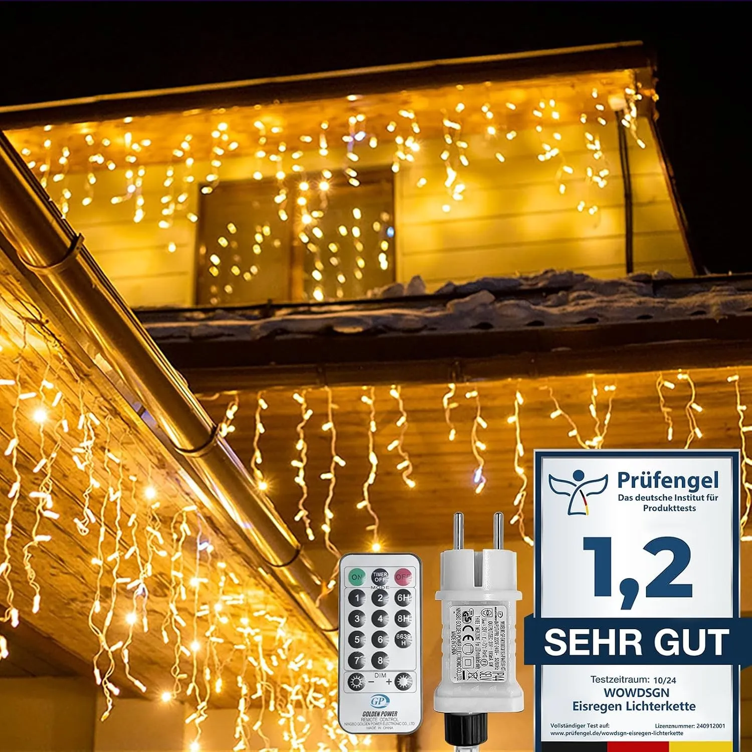 WOWDSGN LED Eisregen Lichterkette Außen, 15M 660LED Eiszapfen mit Timer 8 Modi IP44 wasserdicht Strombetrieben, Lichter…