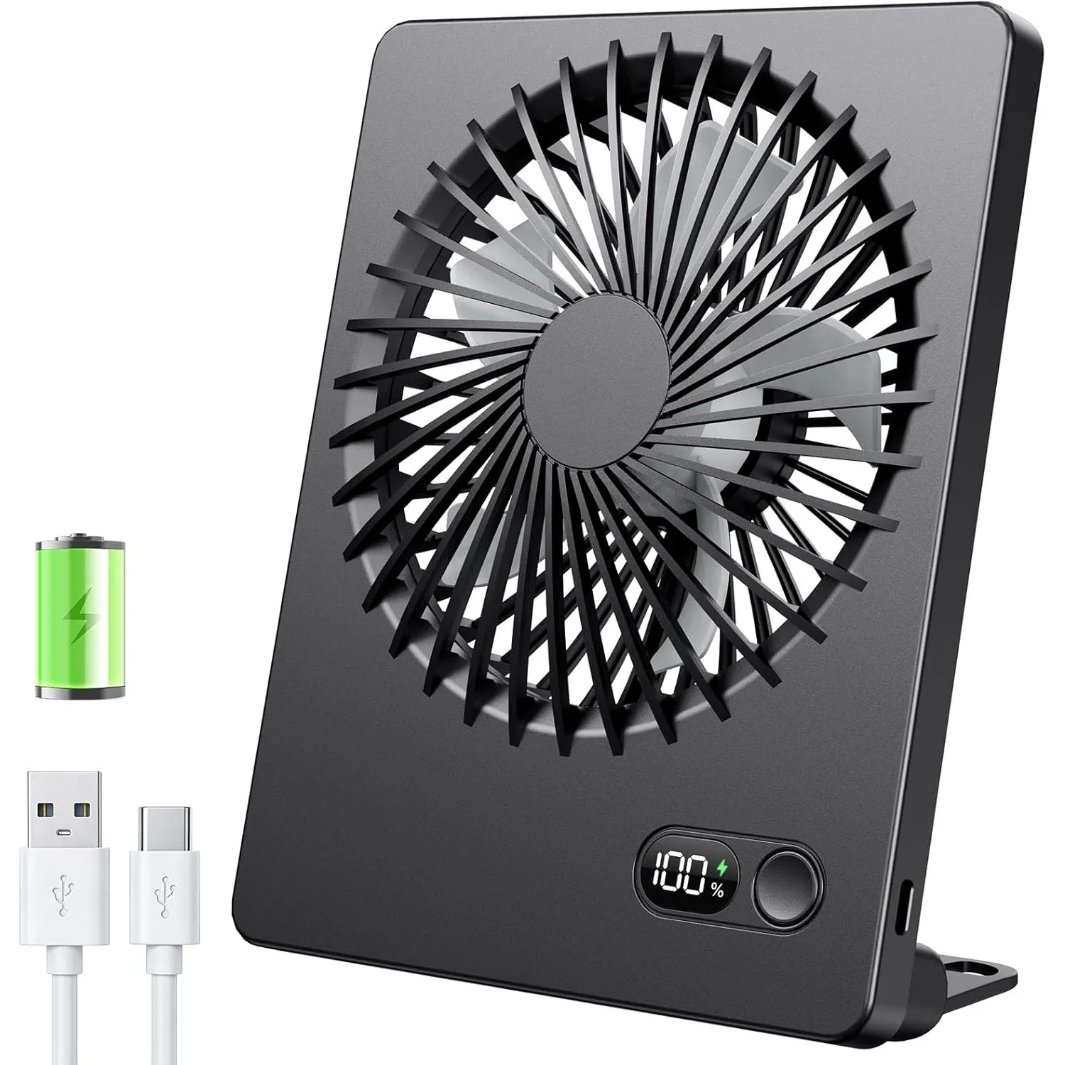 TriPole Tischventilator Leise, 2000mAh Ladefähige USB Ventilatoren Ausführen Bis zu 4-16 Std, 3 Geschwindigkeiten Tragb…