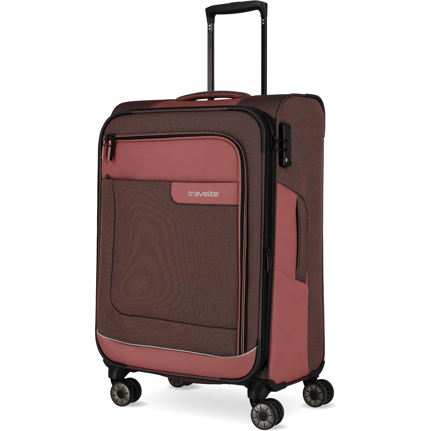 Travelite 4-Rad Koffer Größe M Weichschale aus recyceltem Material, Gepäck Serie VIIA: Trolley mit Dehnfalte + Kantensc…