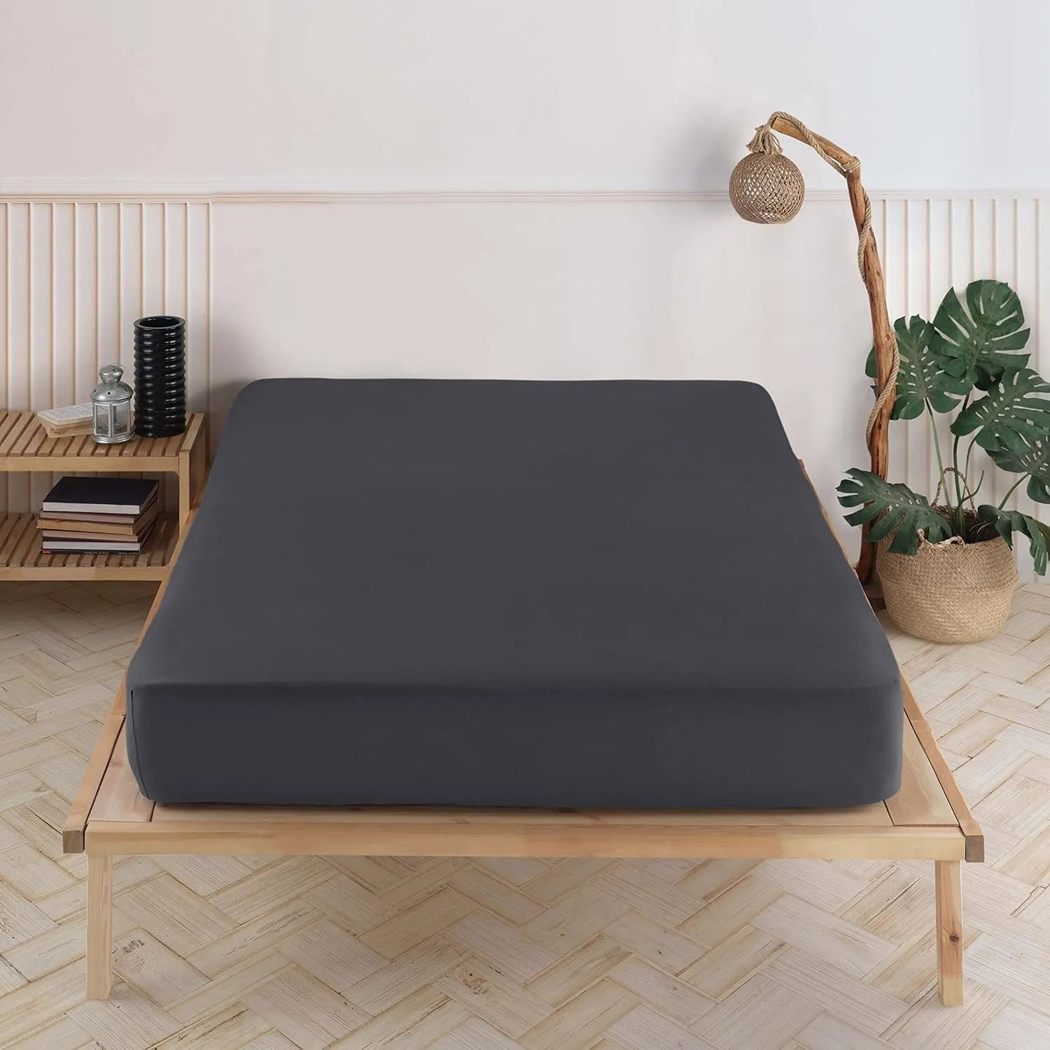 Vency Premium Jersey Spannbettlaken 180x200cm Anthrazit - Spannbetttuch 100% Baumwolle, Bettlaken 180x200 Bis 35 cm Mat…