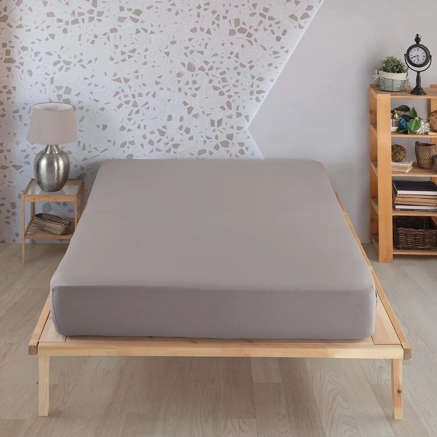 Vency Premium Jersey Spannbettlaken 140x200cm Grau - Spannbetttuch 100% Baumwolle, Bettlaken 140x200 Bis 35 cm Matratze…