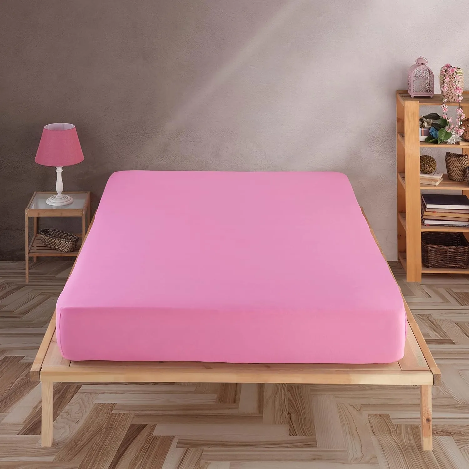 Vency Premium Jersey Spannbettlaken 200x200cm Rosa - Spannbetttuch 100% Baumwolle, Bettlaken 200x200 Bis 35 cm Matratze…