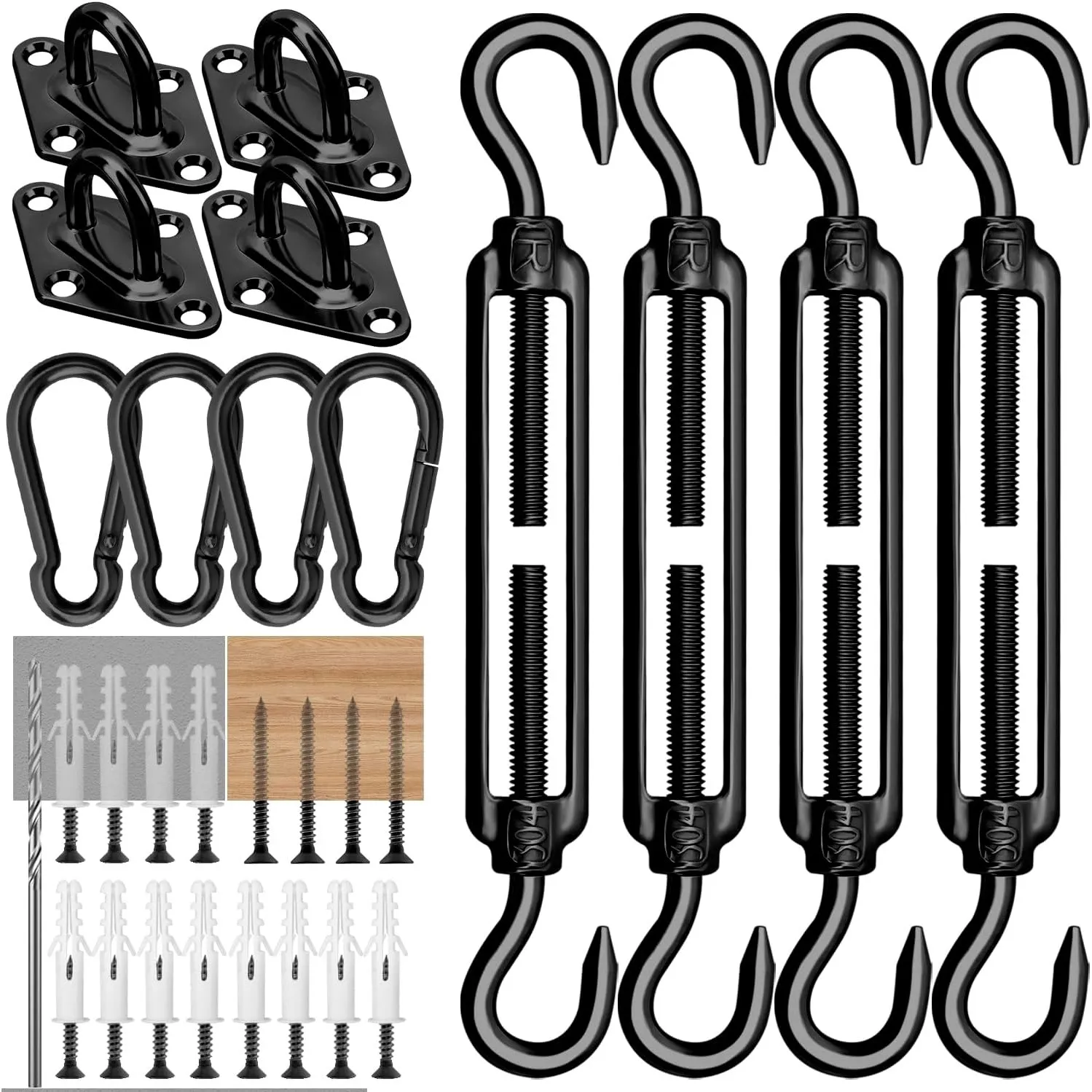 Morzejar Robustes Sonnensegel-Befestigungsset Edelstahl Hardware-Kit für Dreieck und Quadrat Rechteck Sonnensegel Befes…