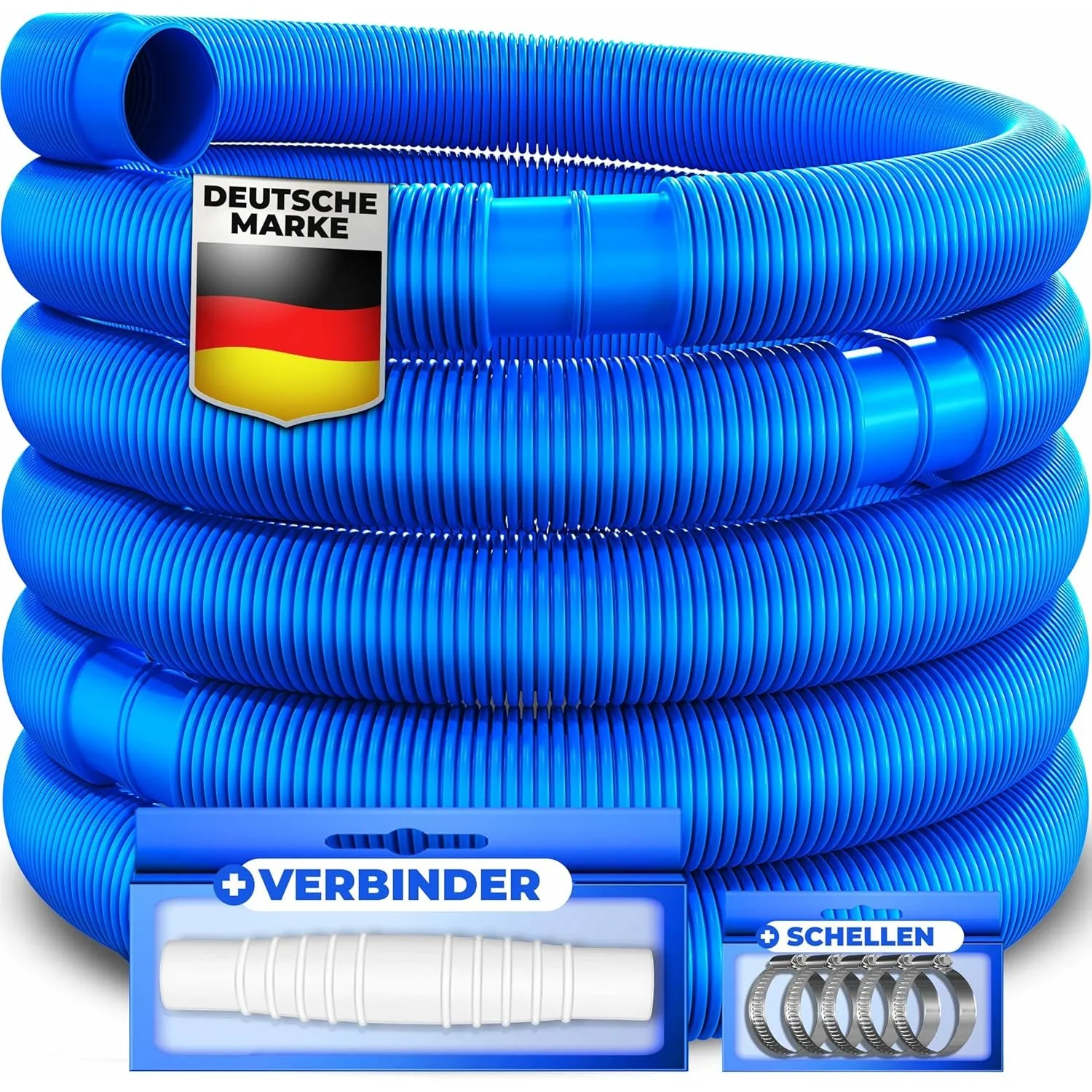 KESSER® Poolschlauch 14m / Ø 38mm | Schwimmbadschlauch mit Muffen | Solarschlauch für Pool | Saugschlauch | Pumpenschla…