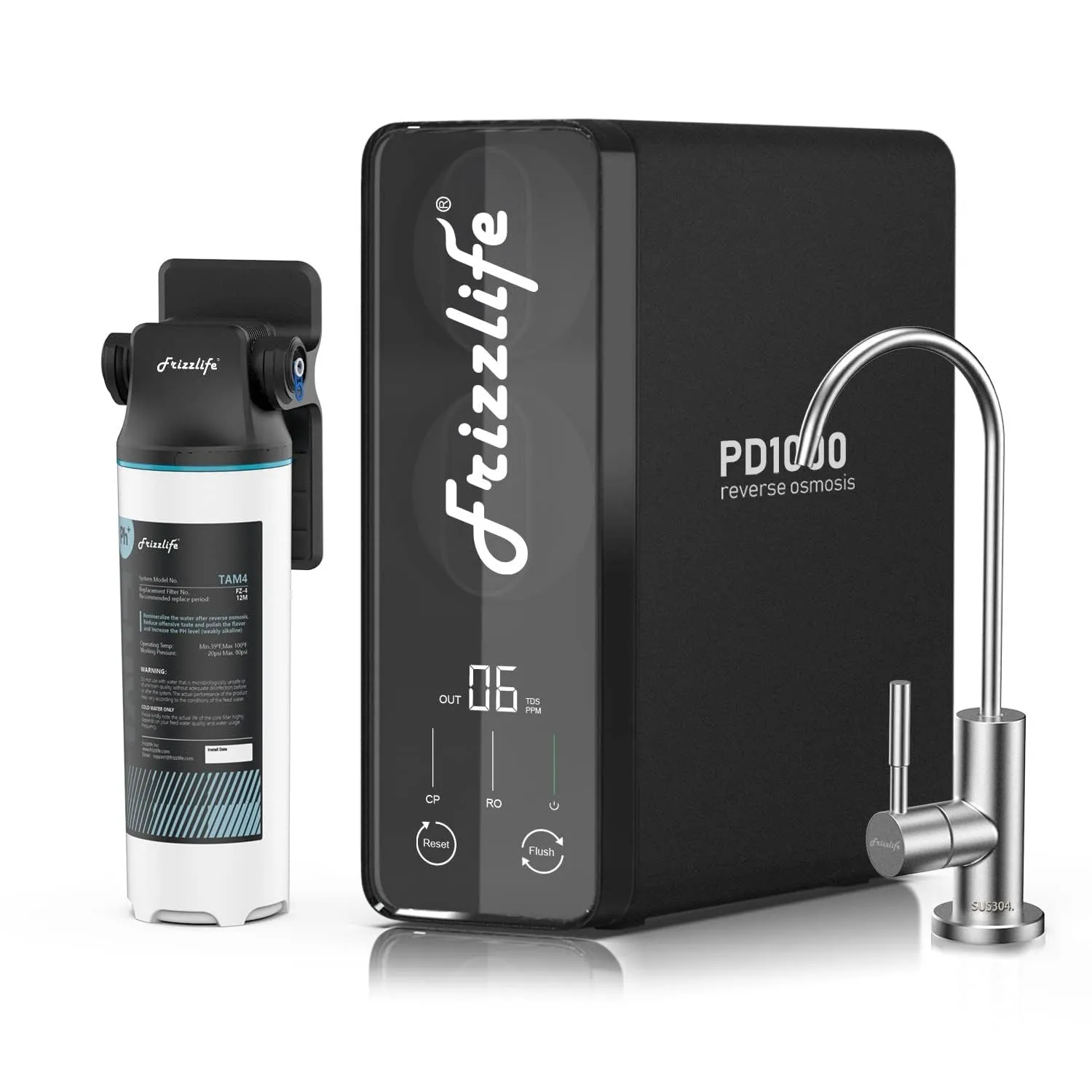 Frizzlife 1000GPD Umkehrosmoseanlage, NSF/ANSI 42&58&372-Standards Untertisch Osmoseanlage Trinkwasserfilter, Entkalkun…